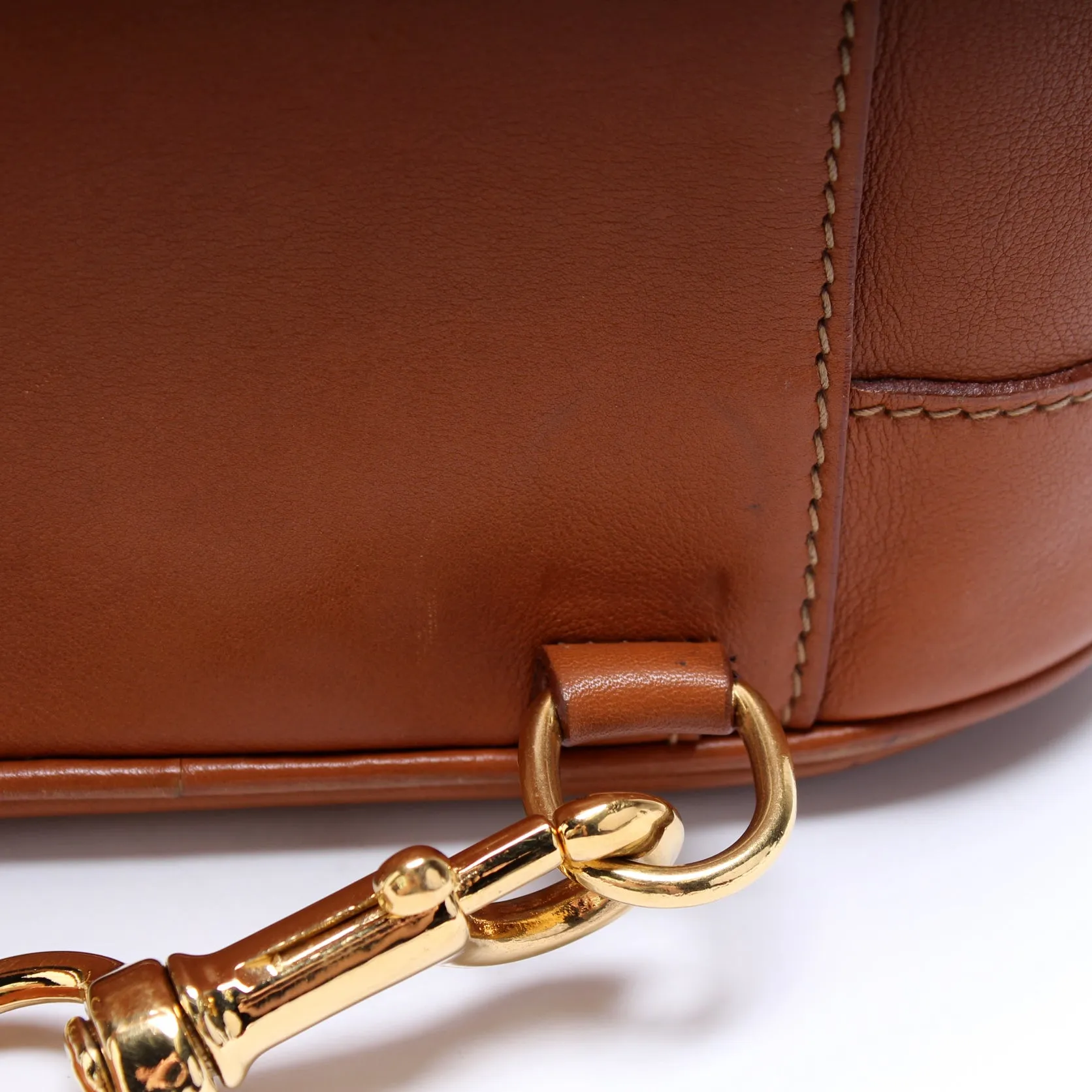 003-113 Bamboo Leather Drawstring Sling Bag Vintage