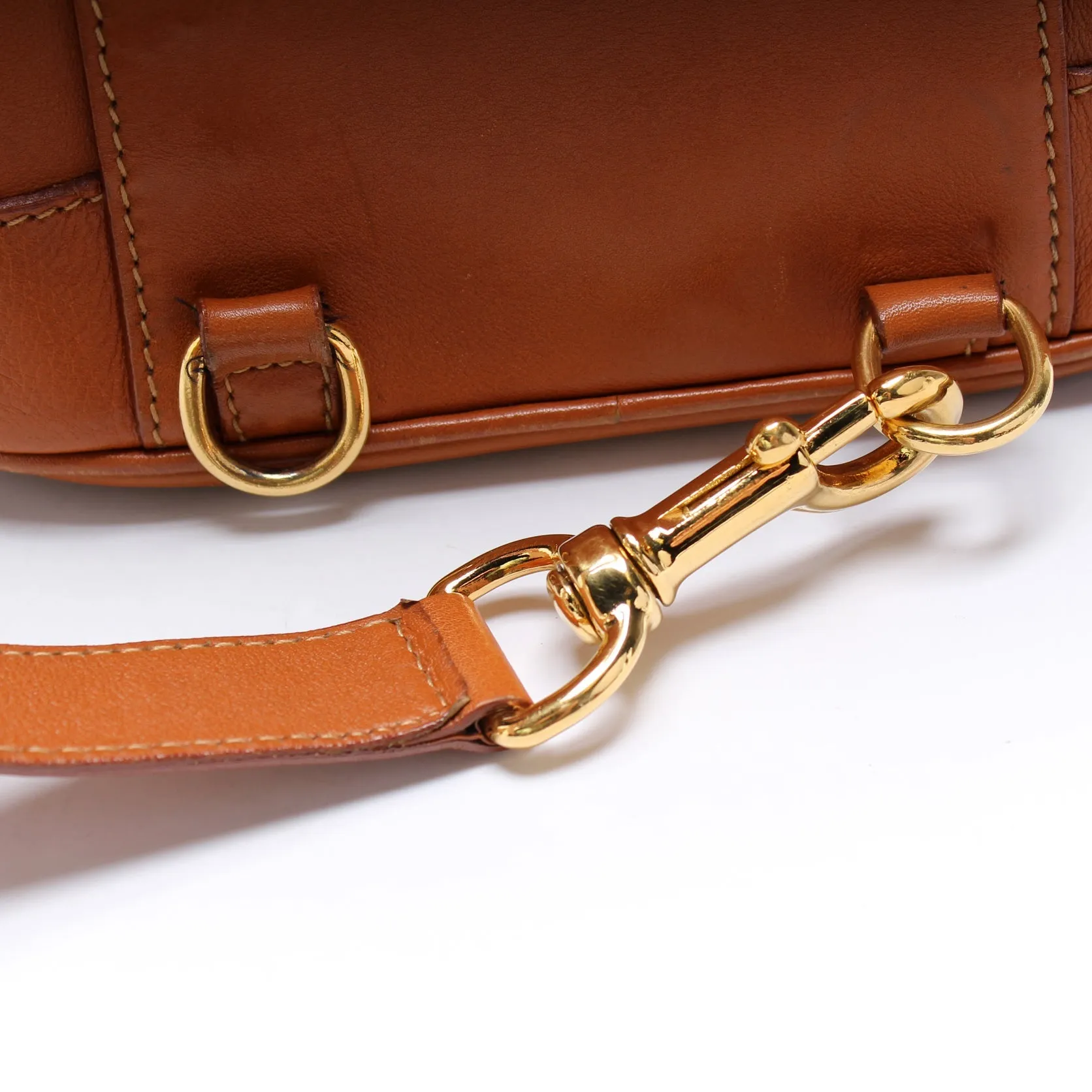 003-113 Bamboo Leather Drawstring Sling Bag Vintage