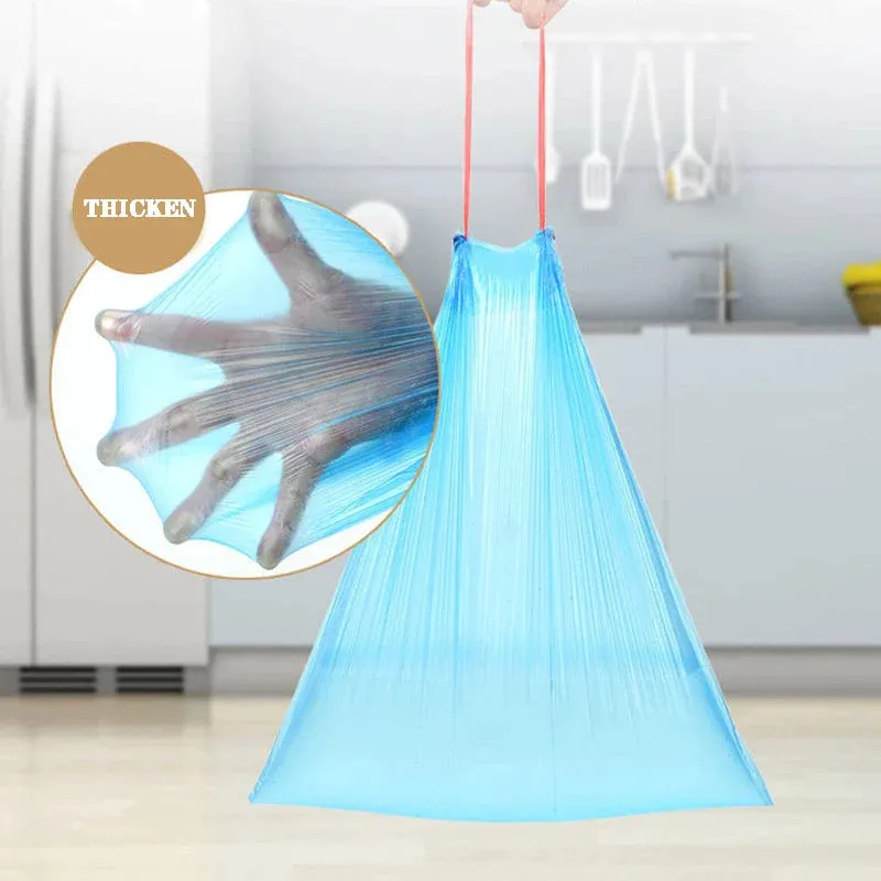 1Roll   Trash Bags Garbage Bag Storage Kitchen Garbage Box 15pcs/roll Household Disposable PE Drawstring Handles