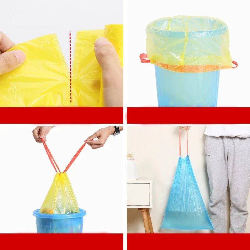 1Roll   Trash Bags Garbage Bag Storage Kitchen Garbage Box 15pcs/roll Household Disposable PE Drawstring Handles