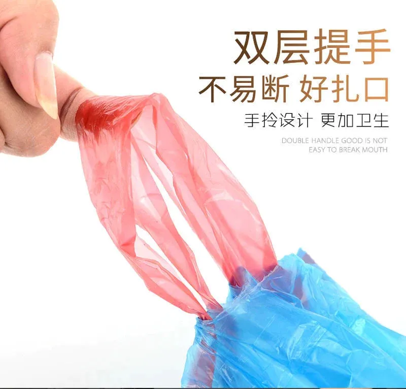 1Roll   Trash Bags Garbage Bag Storage Kitchen Garbage Box 15pcs/roll Household Disposable PE Drawstring Handles