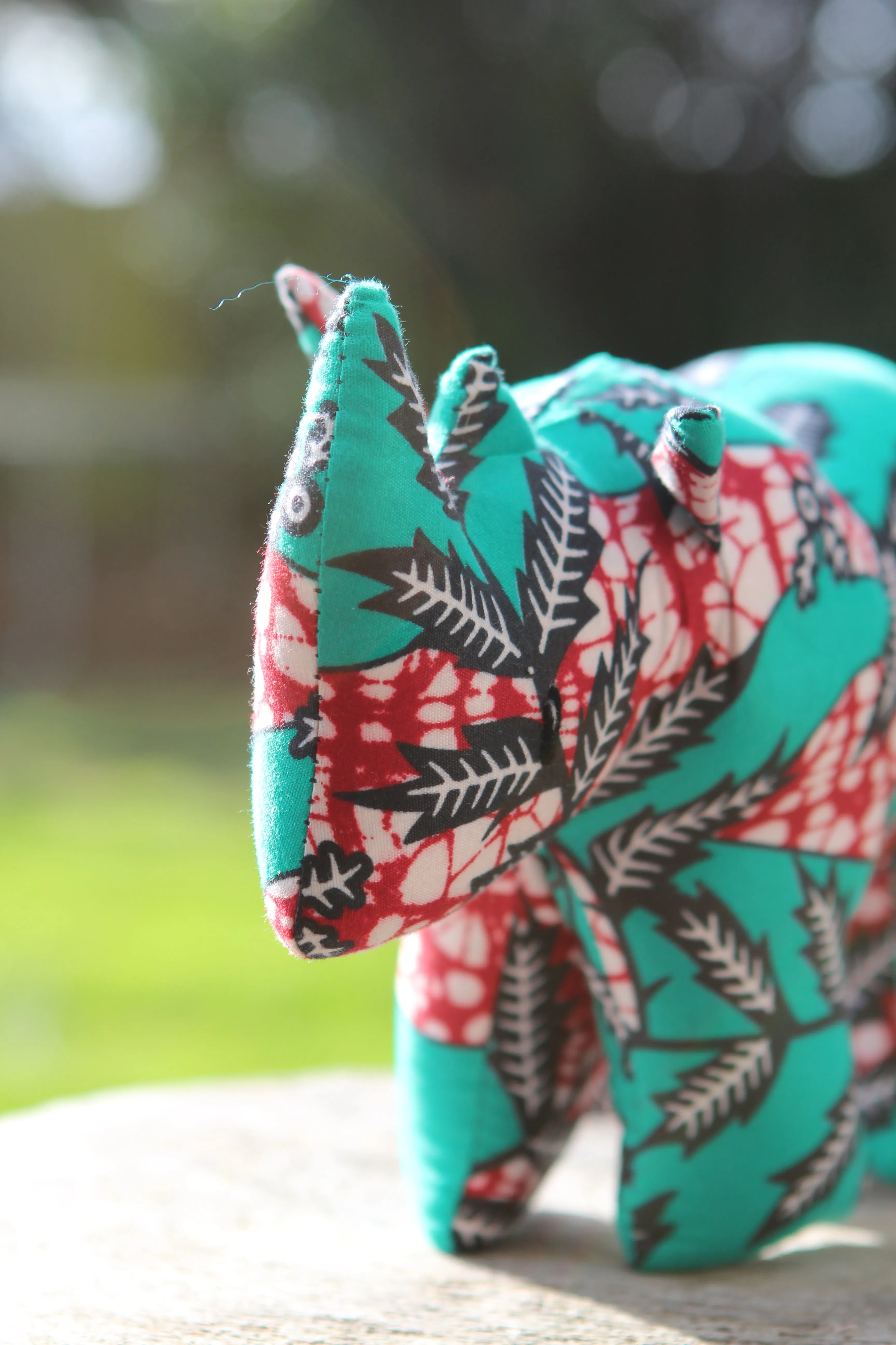 African Animal - Aqua & Red Rhino