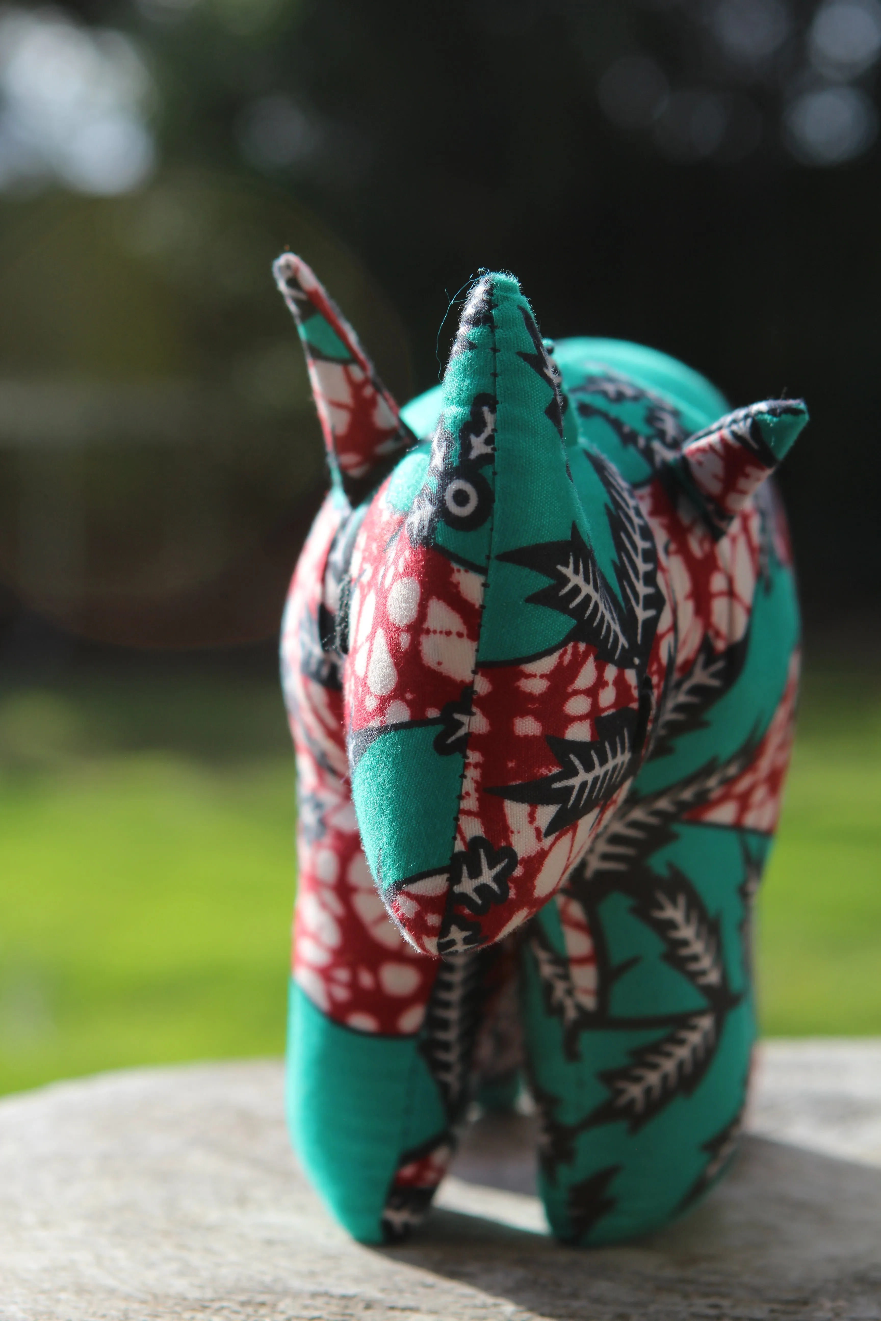 African Animal - Aqua & Red Rhino