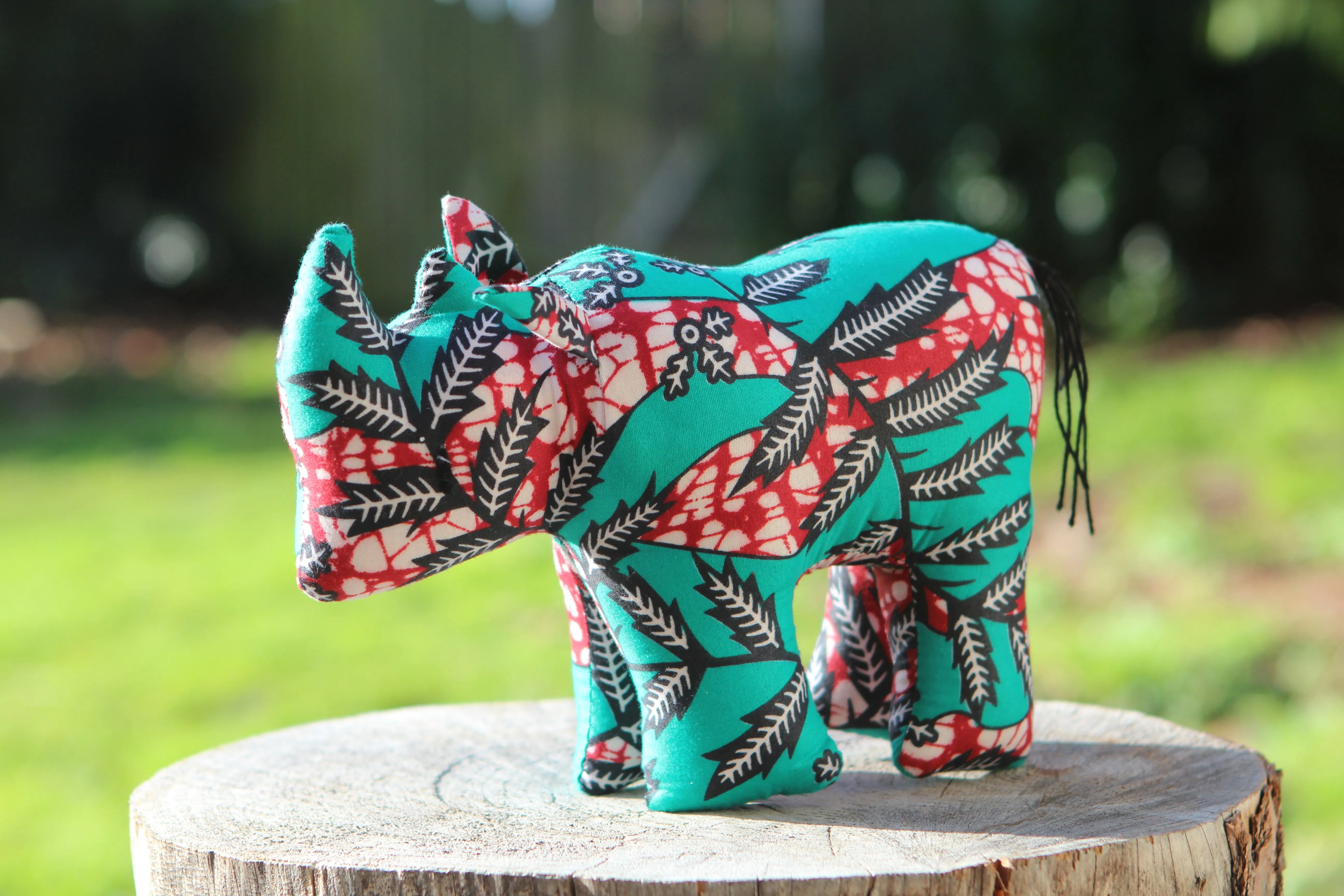 African Animal - Aqua & Red Rhino