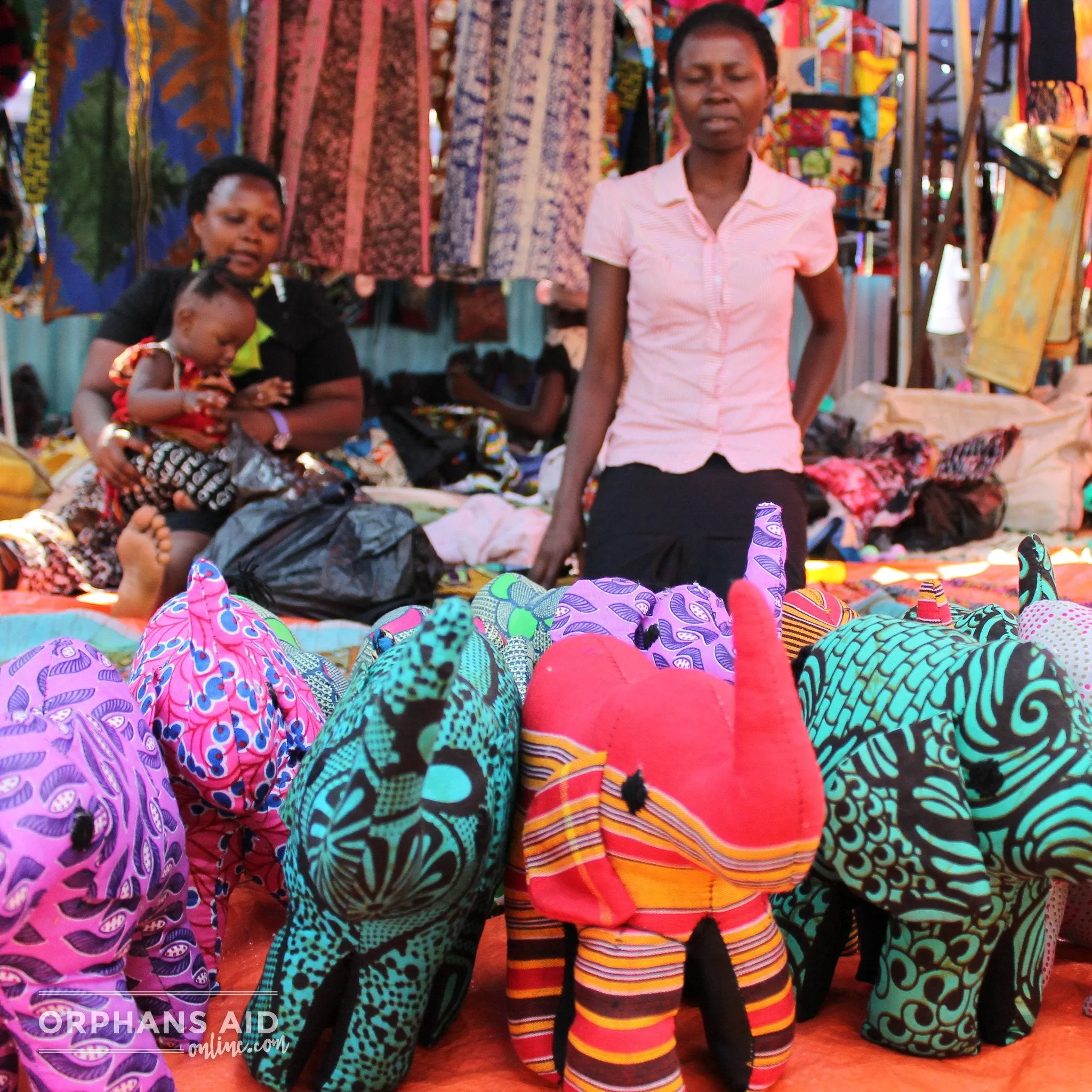 African Animal - Aqua & Red Rhino