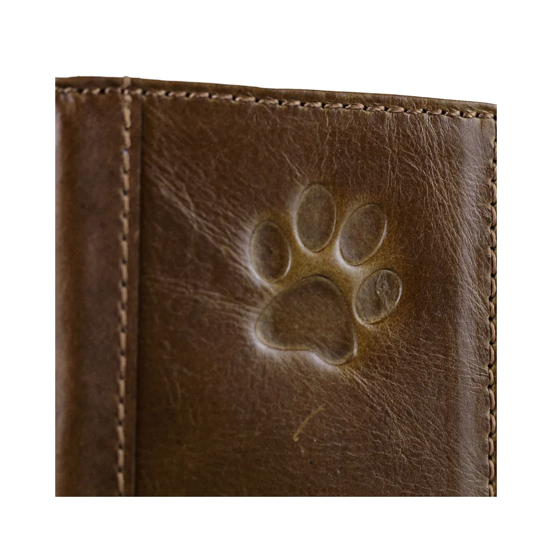 ARICHI Genuine Leather Dog Paw Case for Google Pixel – Handmade Tan Cover with Stamped Dog Paw Design & Card Slots