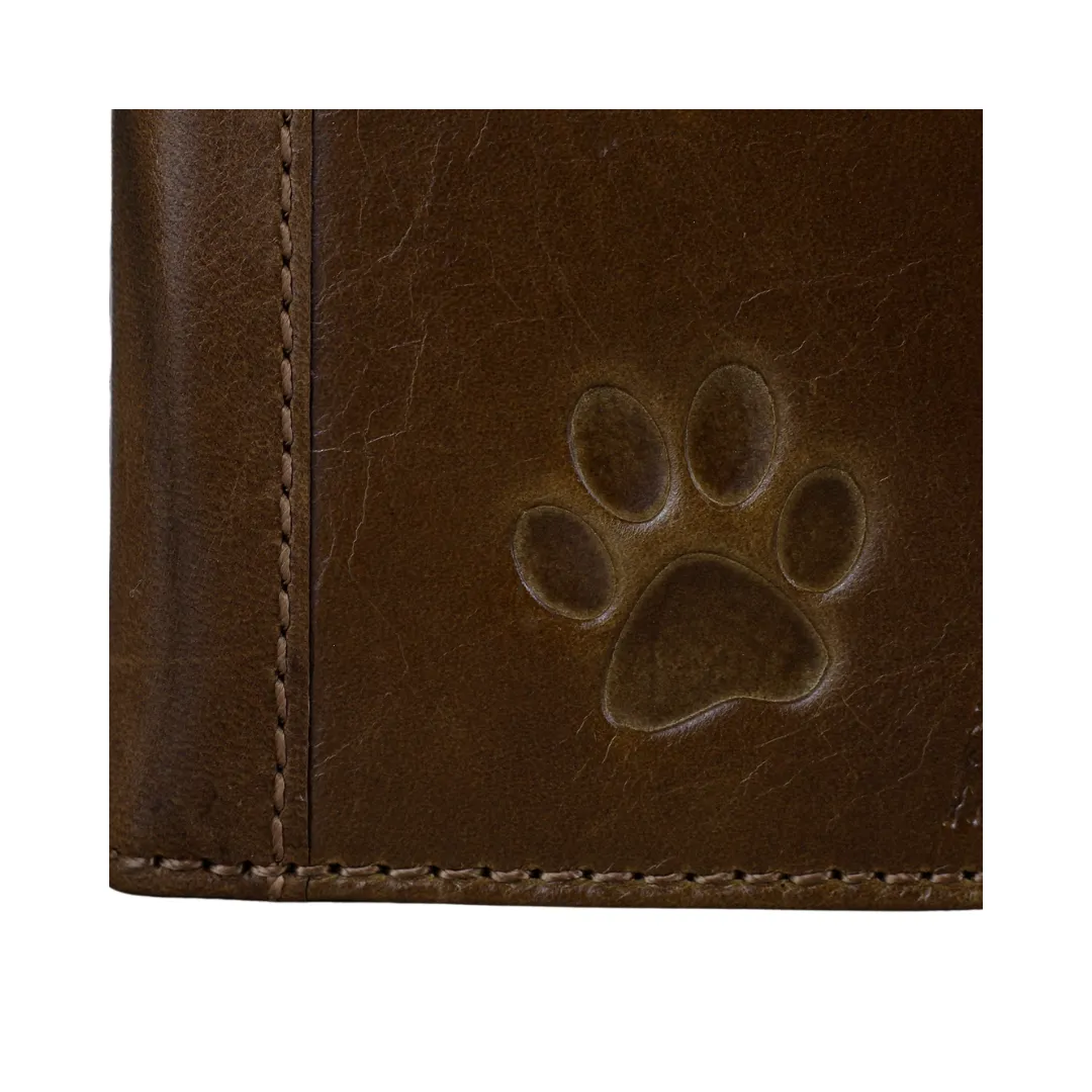 ARICHI Genuine Leather Dog Paw Case for Google Pixel – Handmade Tan Cover with Stamped Dog Paw Design & Card Slots