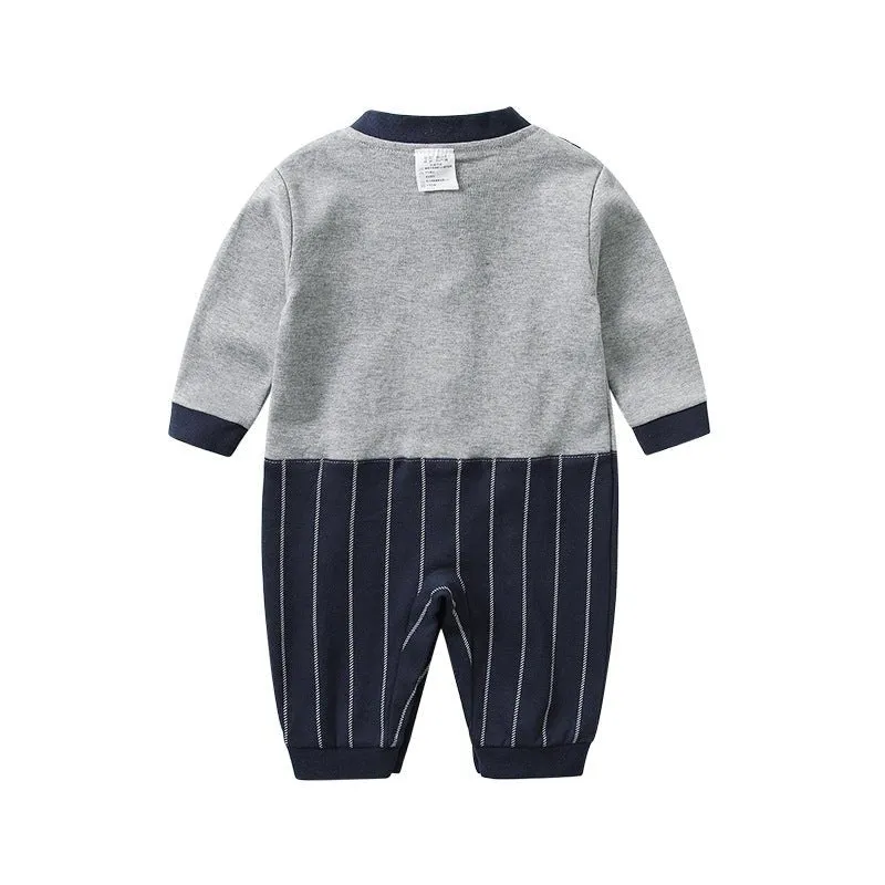Baby Boy Gentleman Bow Tie Long Sleeve Jumpsuit