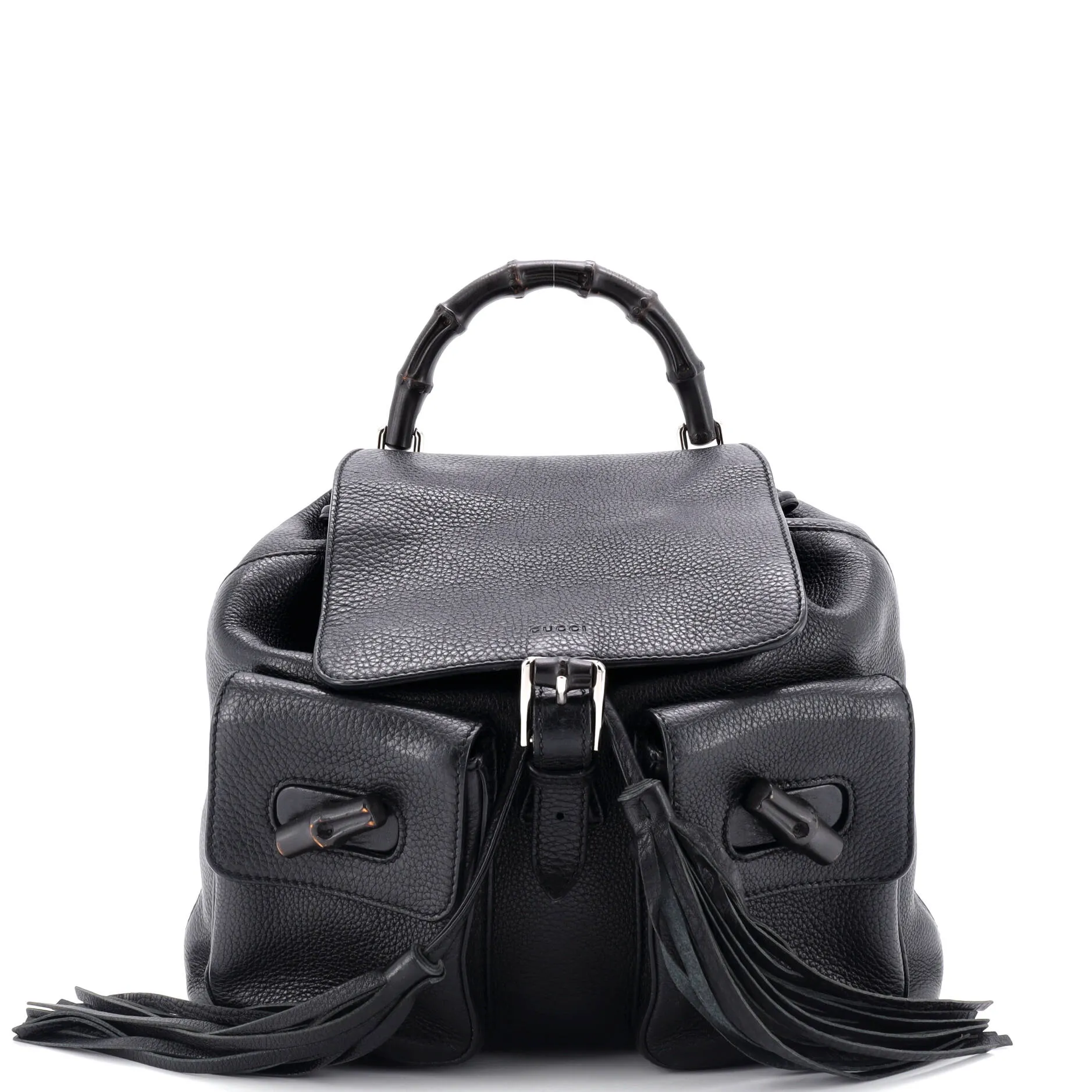 Bamboo Tassel Backpack Leather Medium