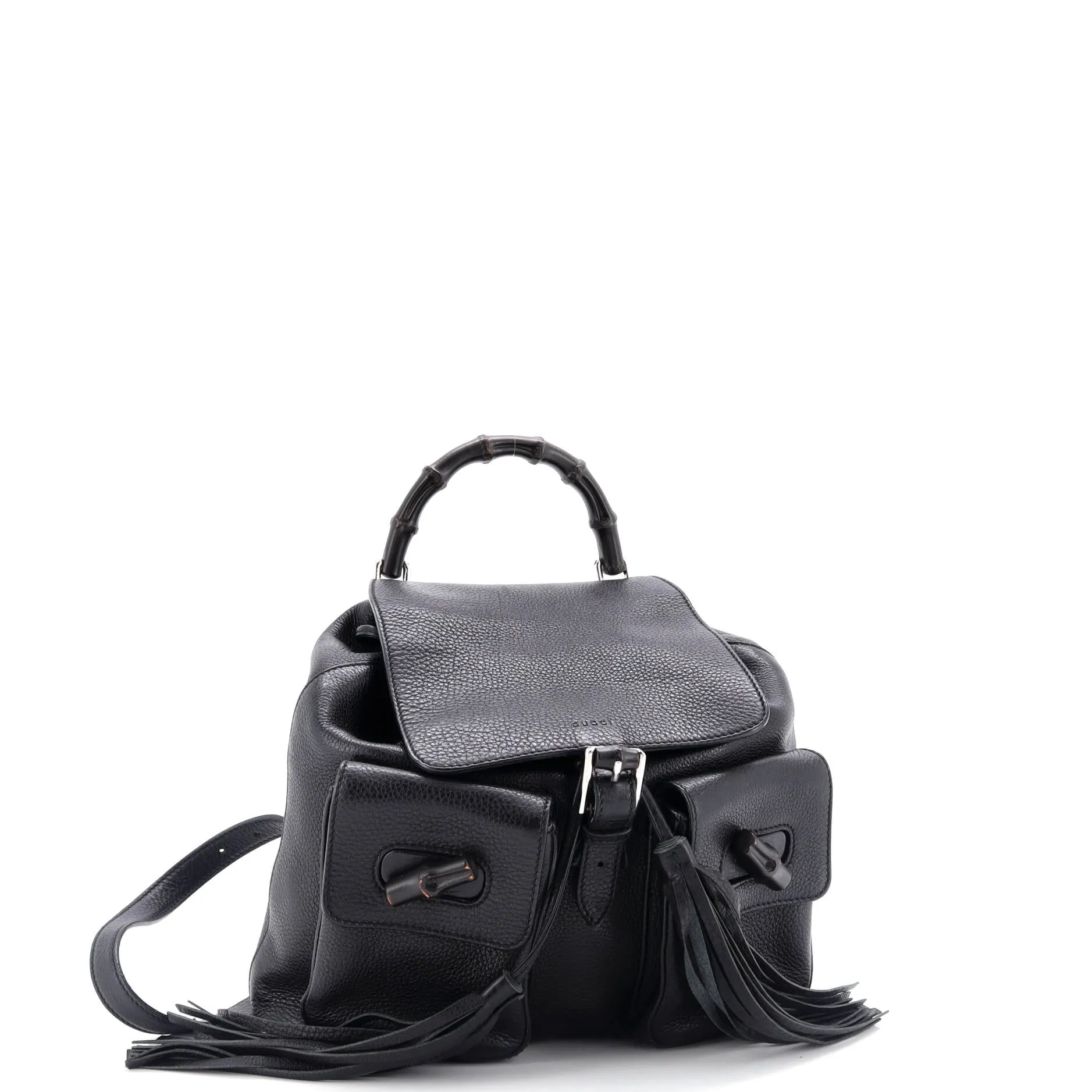 Bamboo Tassel Backpack Leather Medium