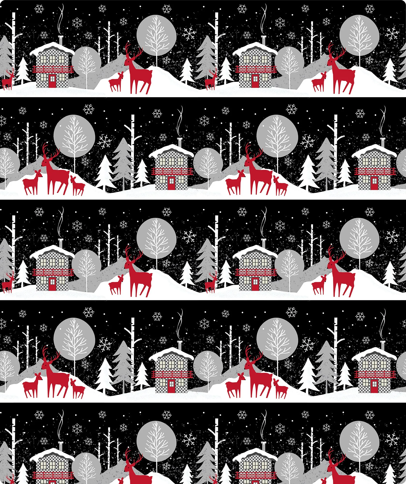 Black Winter Reindeer Foil Christmas Wrapping Paper Roll