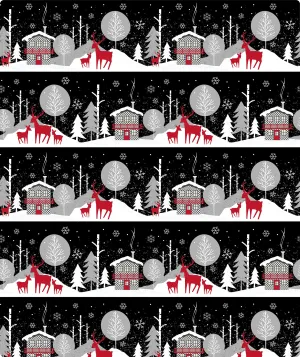 Black Winter Reindeer Foil Christmas Wrapping Paper Roll