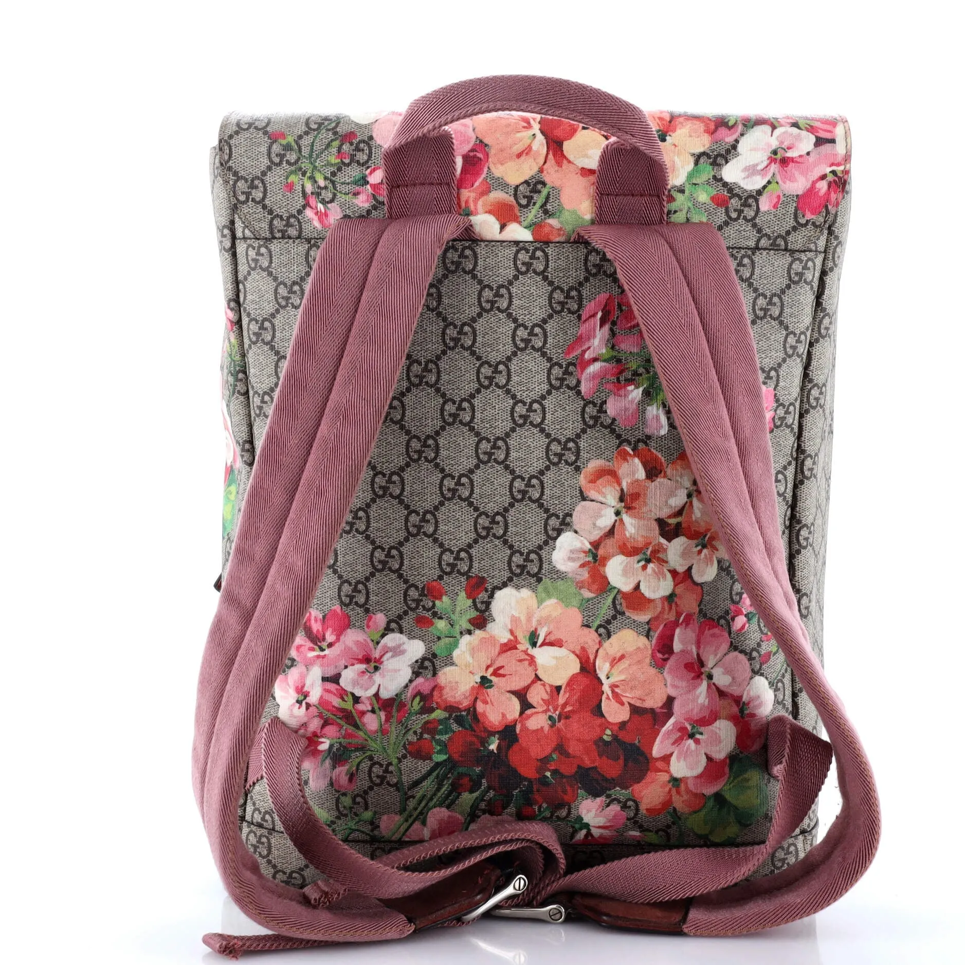 Buckle Backpack Blooms Print GG Coated Canvas Medium