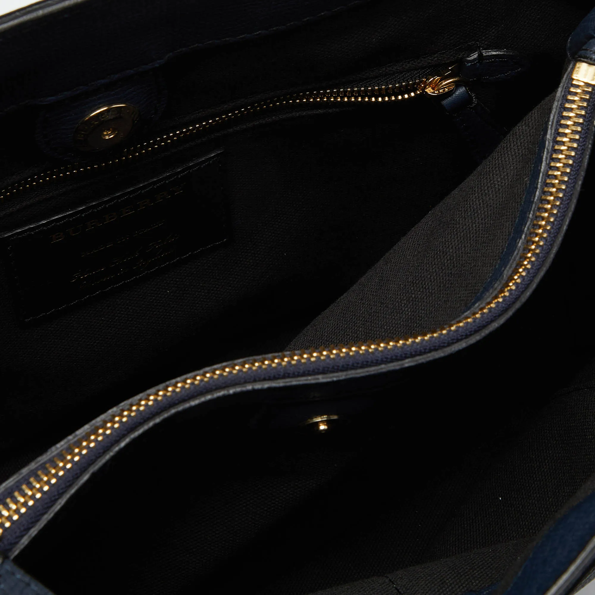 BURBERRY Blue/Beige Leather and House Check Canvas Medium Banner Tote