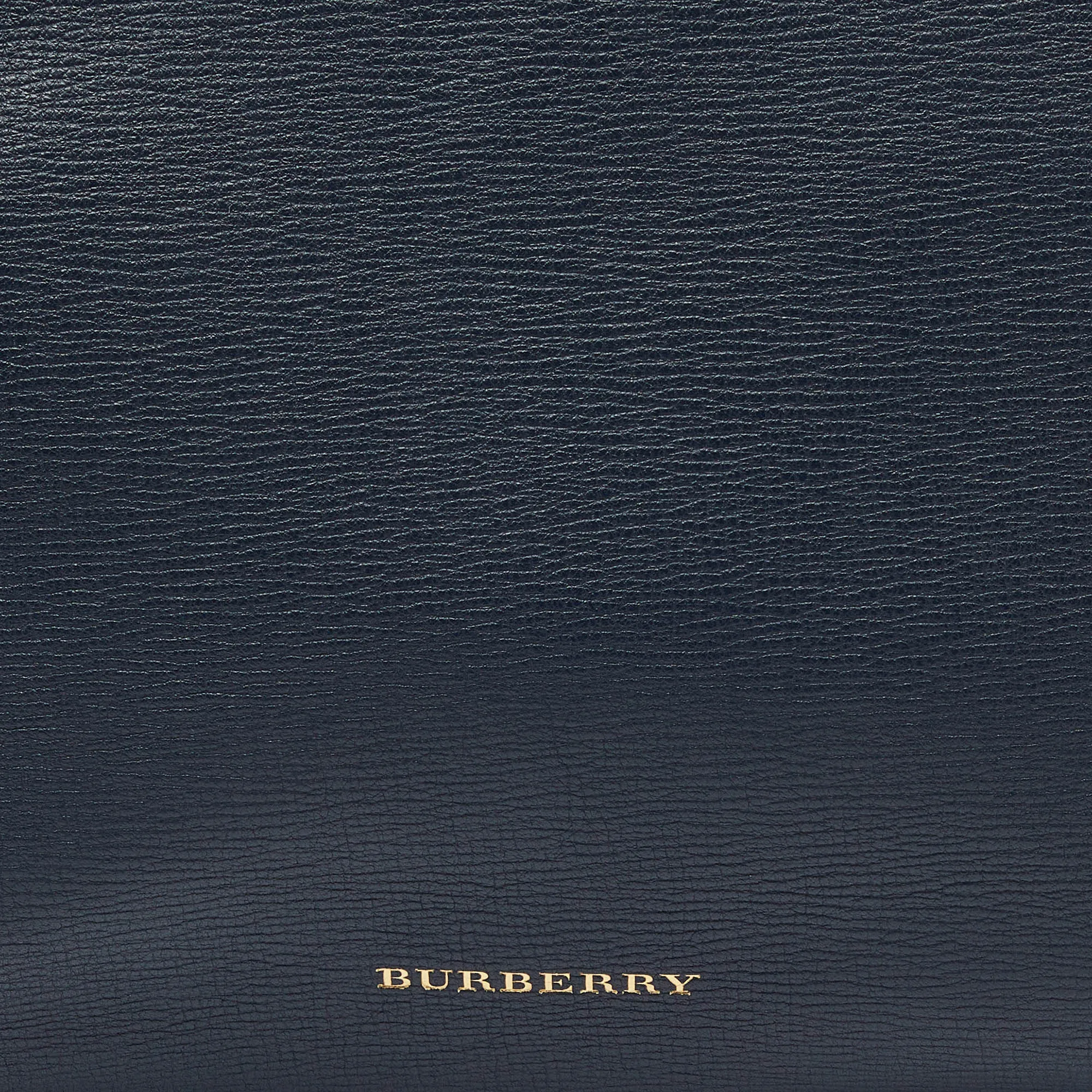 BURBERRY Blue/Beige Leather and House Check Canvas Medium Banner Tote