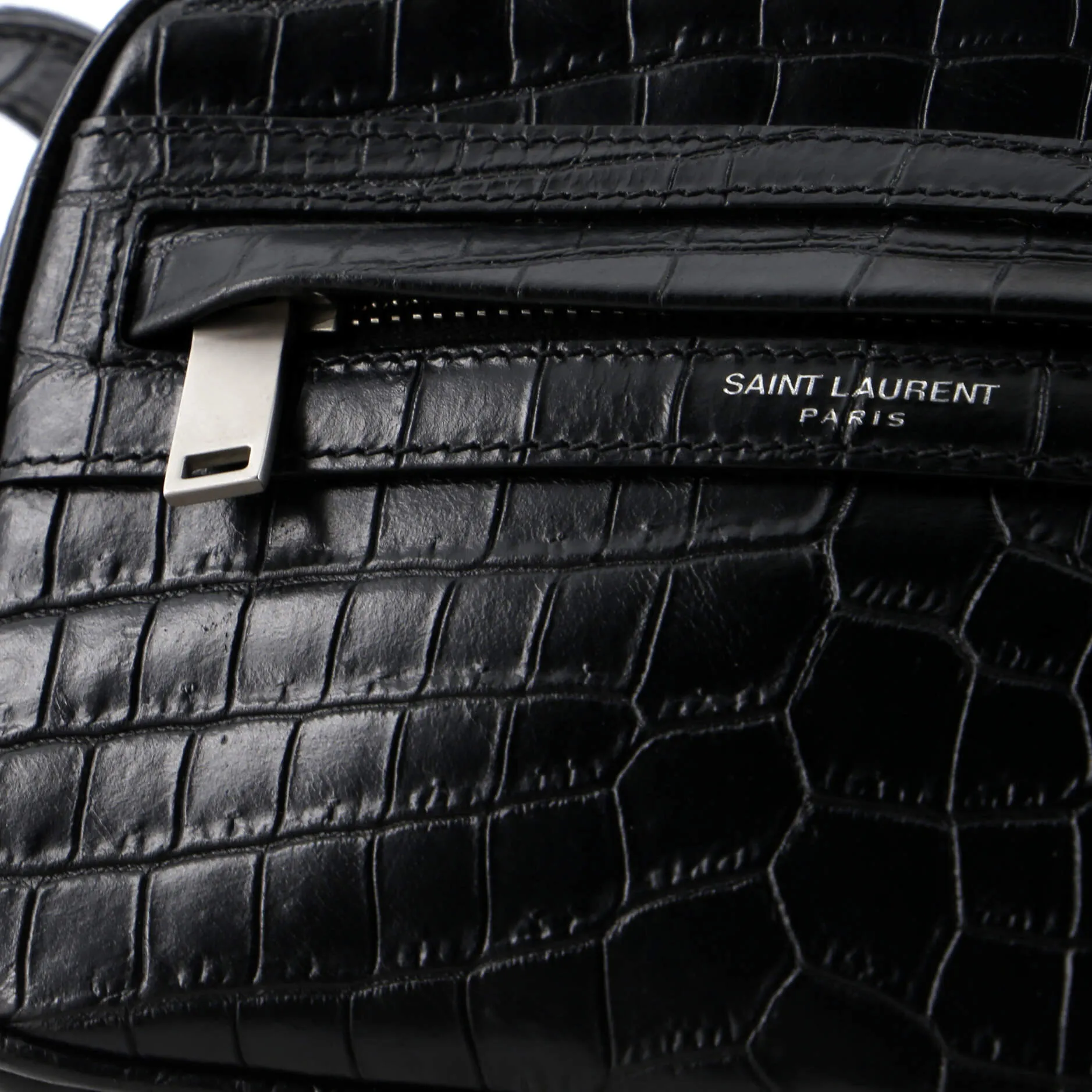Camp Camera Bag Crocodile Embossed Leather Mini