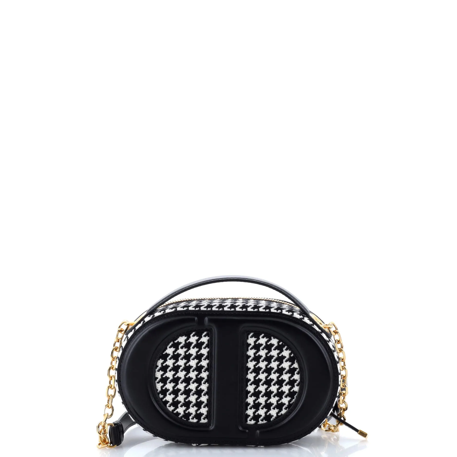 CD Signature Oval Camera Bag Houndstooth Canvas and Leather