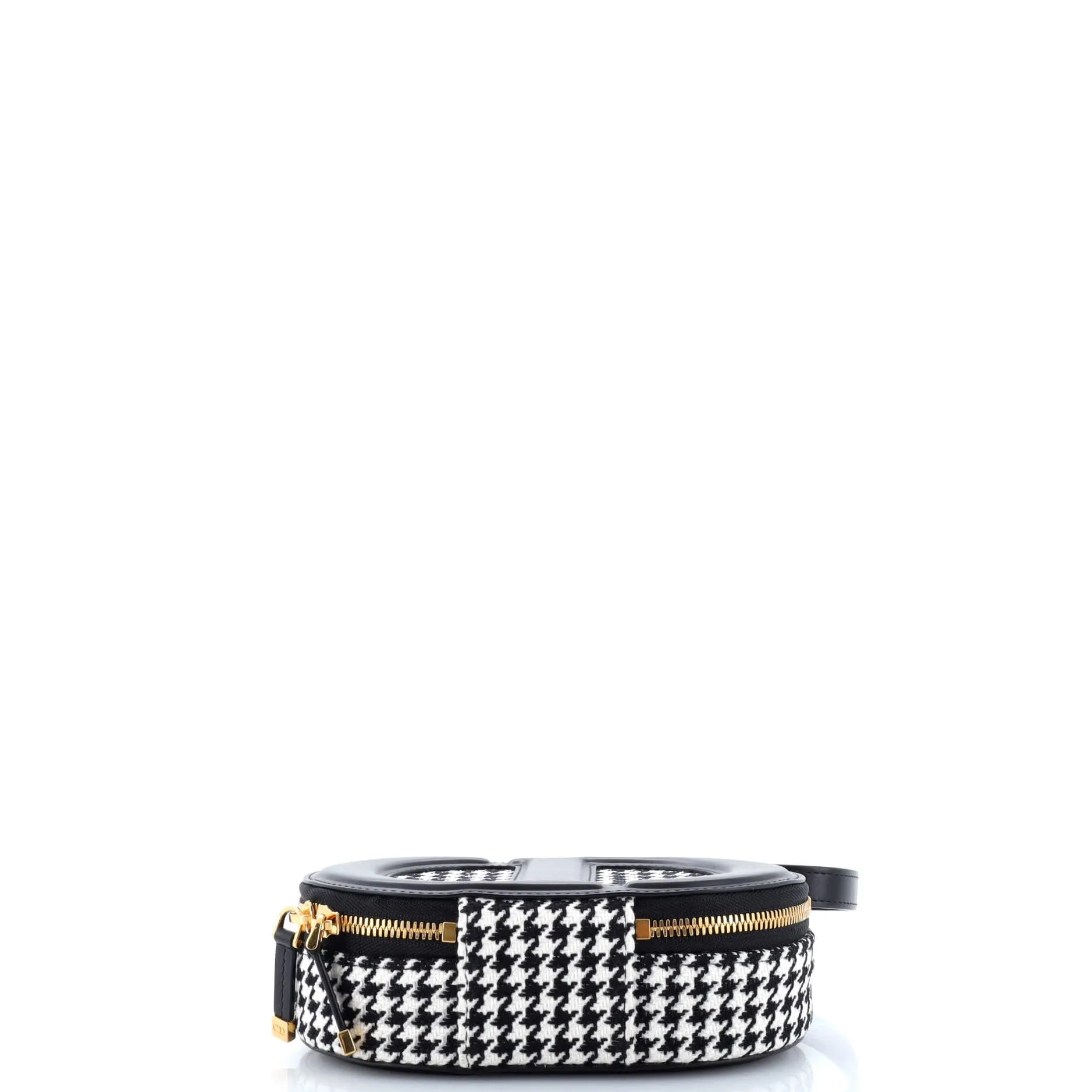 CD Signature Oval Camera Bag Houndstooth Canvas and Leather