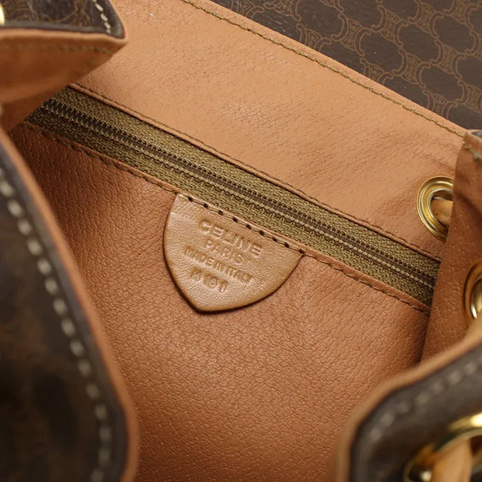 CELINE Backpack Vintage macadam PVC/Tanned Leather Brown beige Women