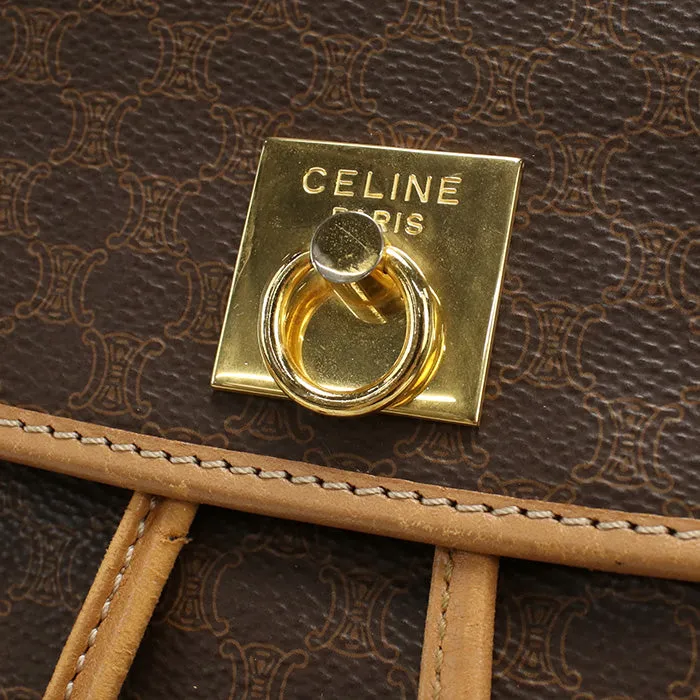 CELINE Backpack Vintage macadam PVC/Tanned Leather Brown beige Women