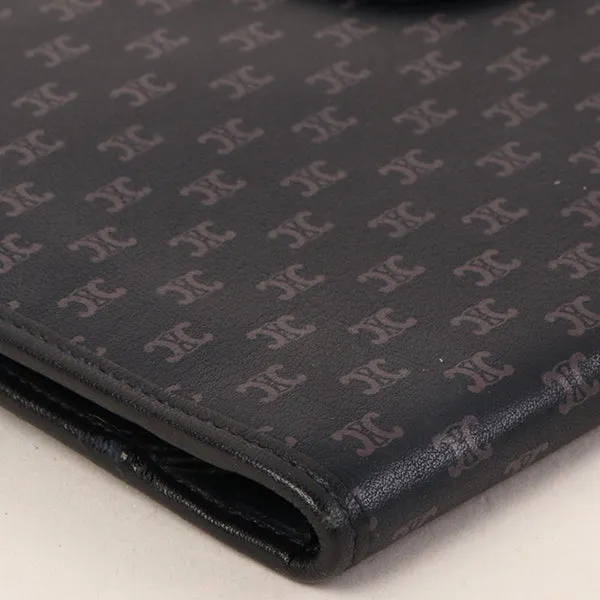 Celine Macadam Pattern Logo Plate Long Wallet Navy