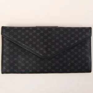 Celine Macadam Pattern Logo Plate Long Wallet Navy
