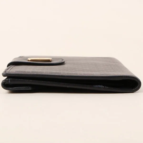 Celine Macadam Pattern Logo Plate Long Wallet Navy