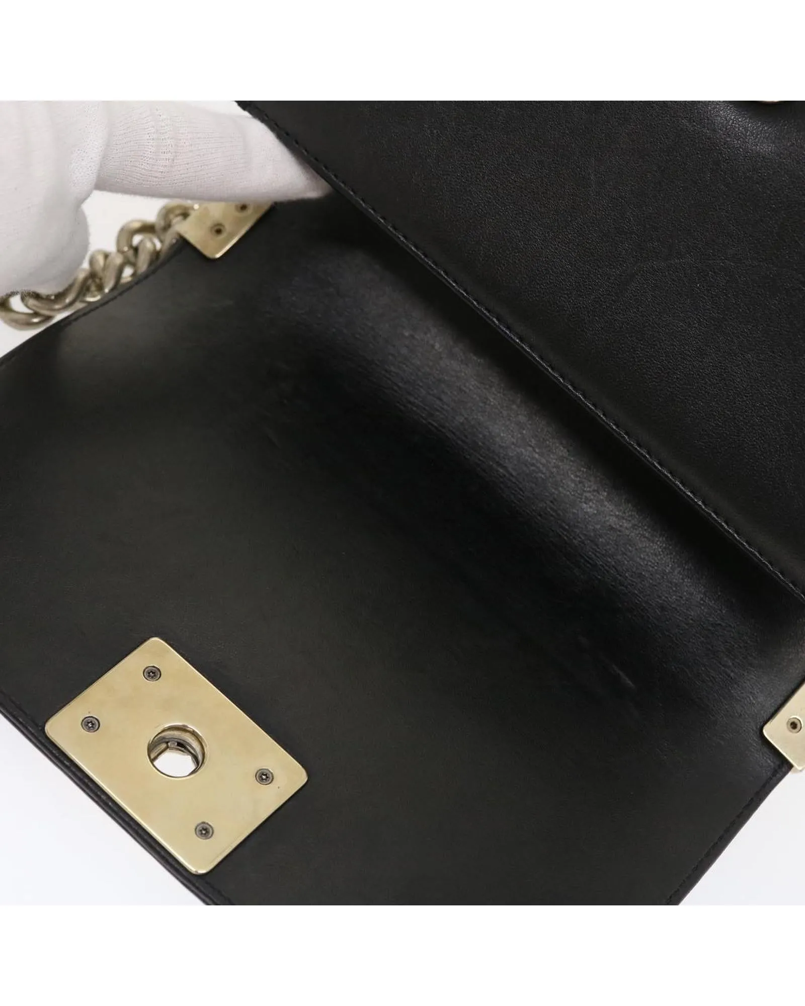 Chain Shoulder Bag Tile Black Multicolor CC Auth 29551A
