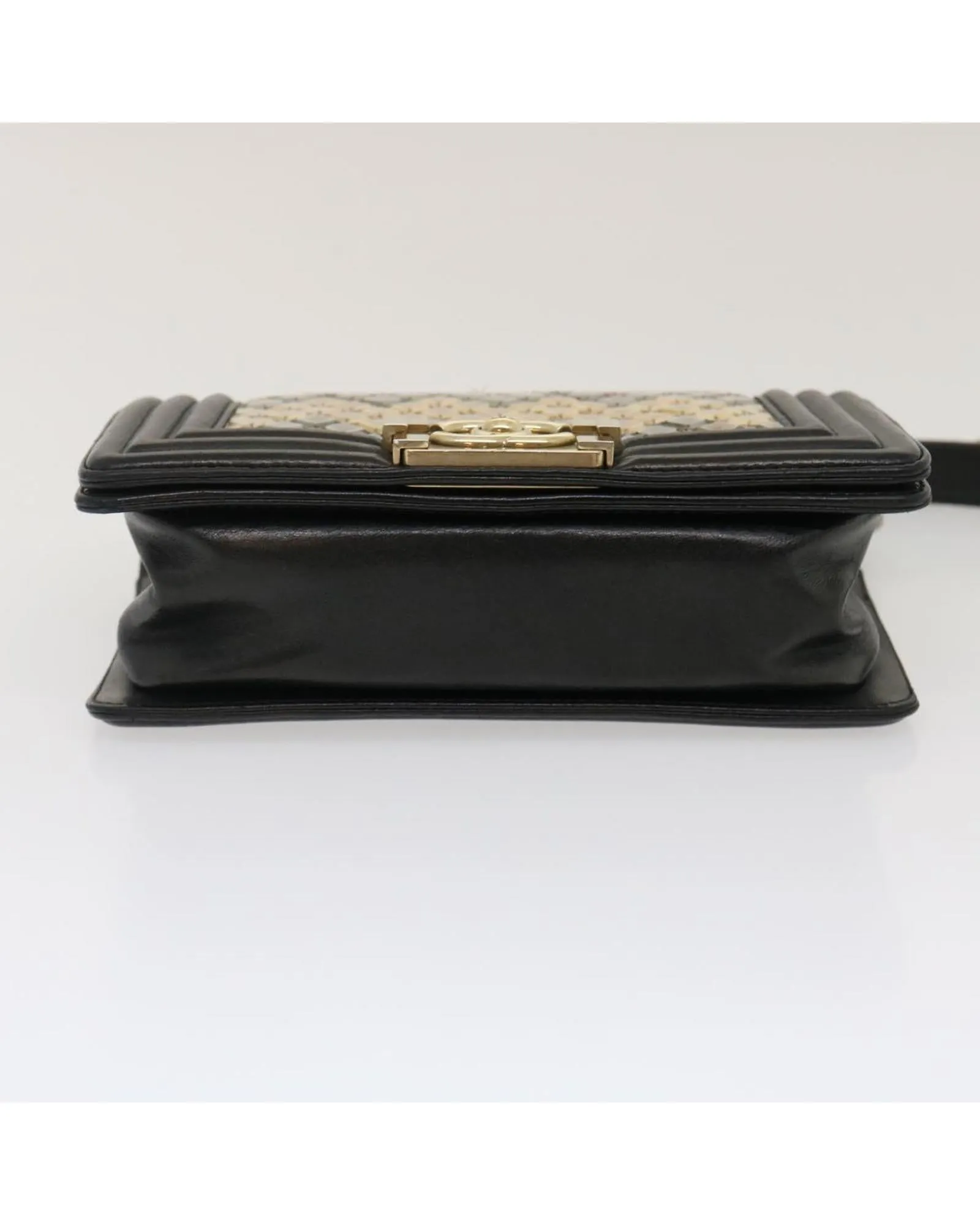 Chain Shoulder Bag Tile Black Multicolor CC Auth 29551A
