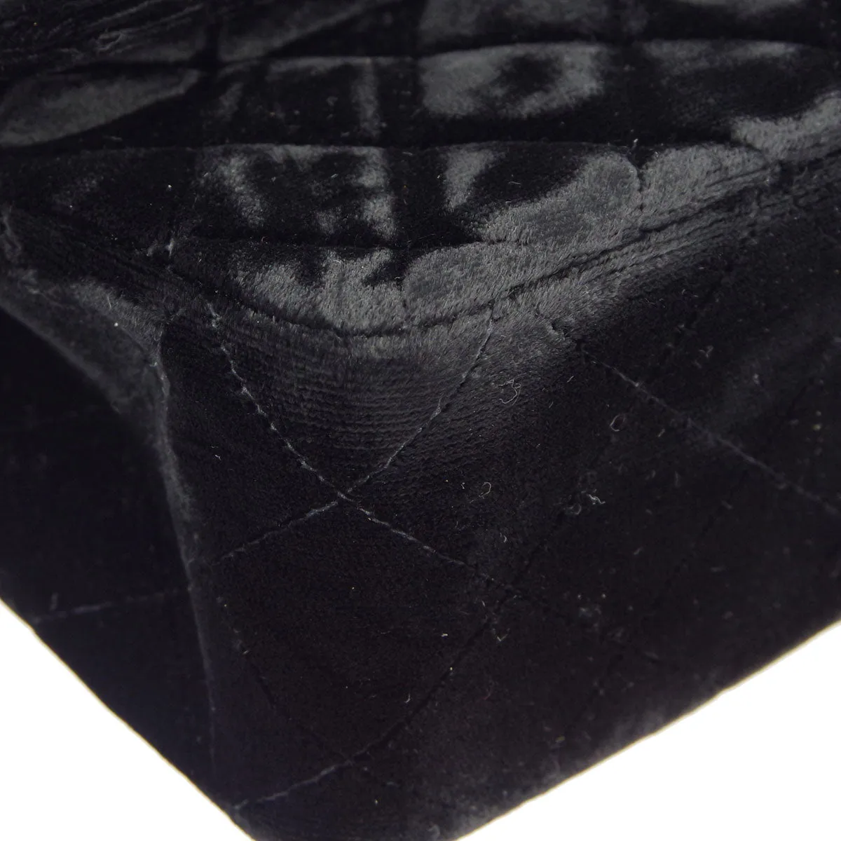 Chanel * 1991-1994 Black Velvet Medium Classic Flap Handbag
