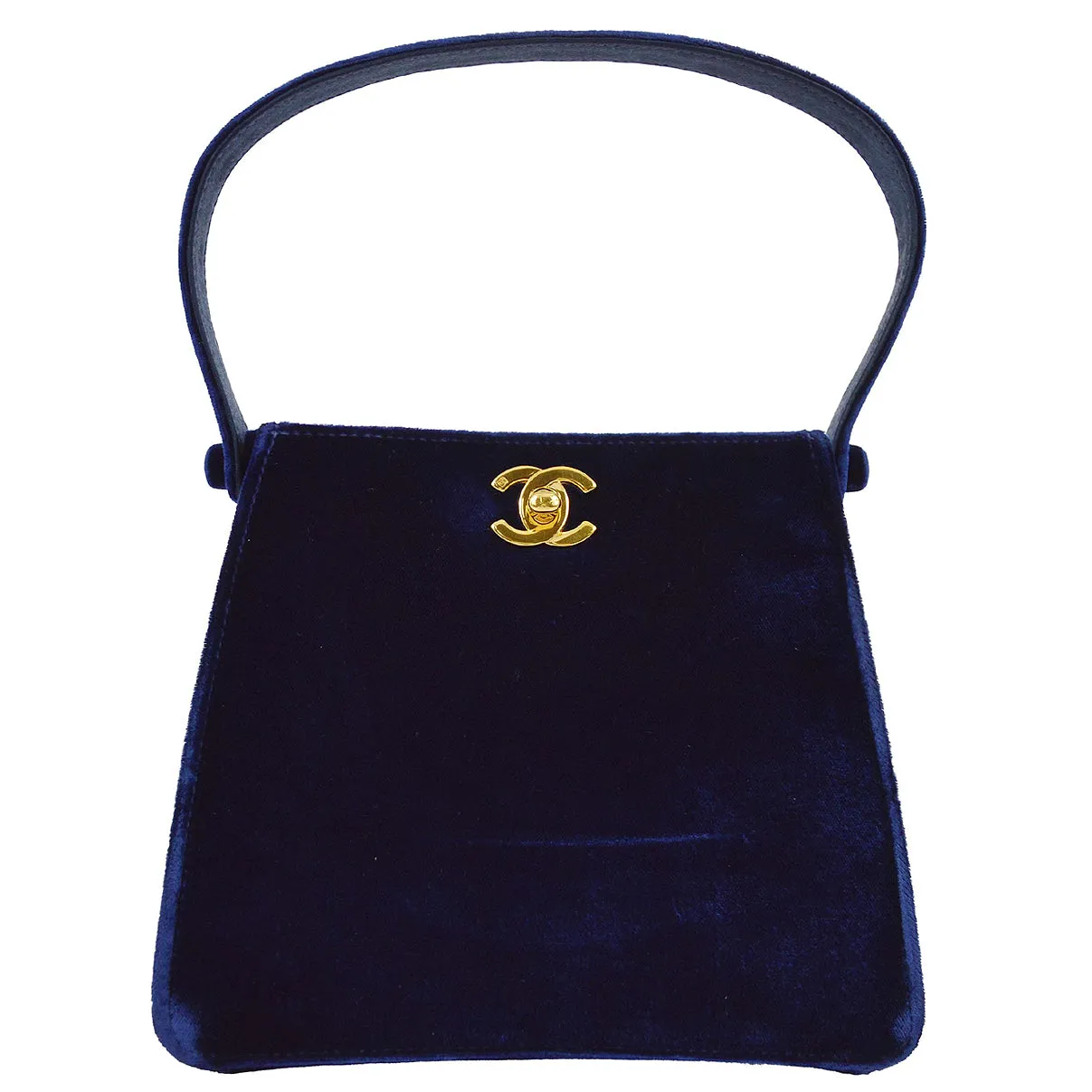 Chanel * 1997-1999 Blue Velvet Double Sided Turnlock Handbag