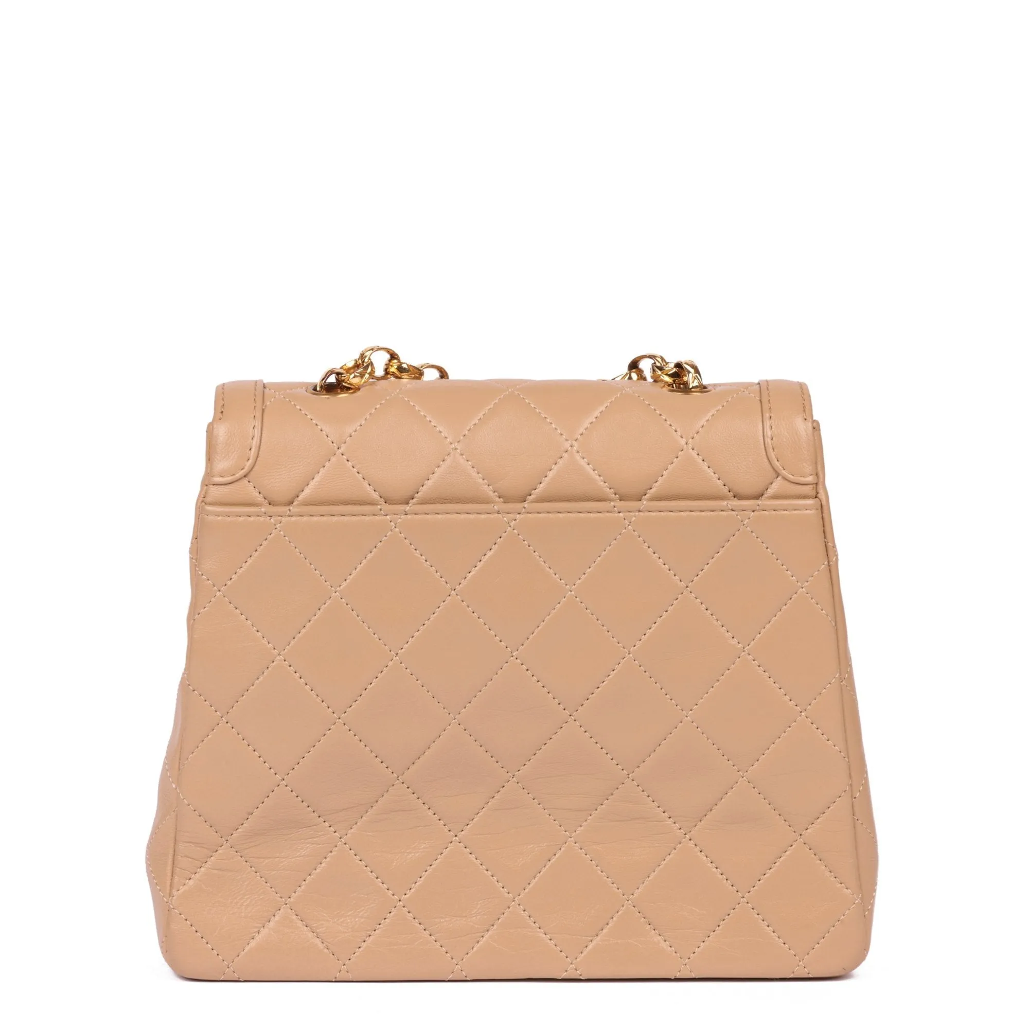 Chanel Beige Quilted Lambskin Vintage Mini Flap Bag with Wallet Shoulder Bag