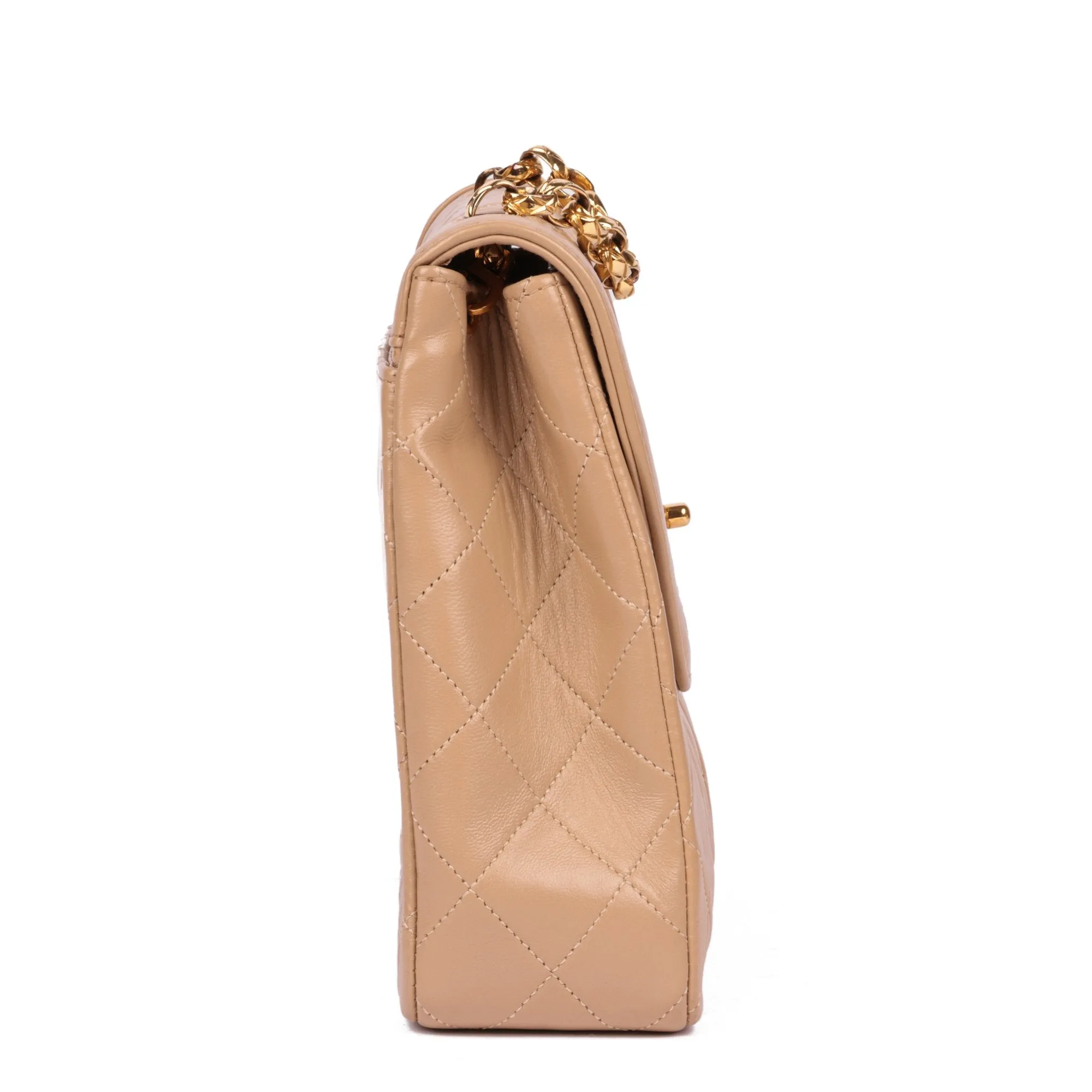 Chanel Beige Quilted Lambskin Vintage Mini Flap Bag with Wallet Shoulder Bag