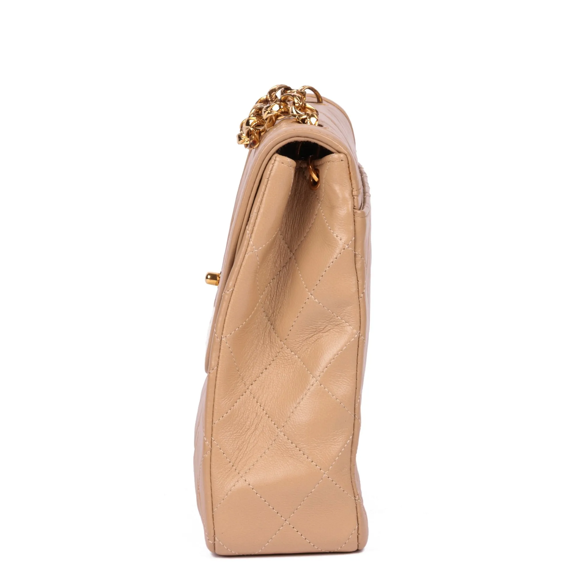 Chanel Beige Quilted Lambskin Vintage Mini Flap Bag with Wallet Shoulder Bag
