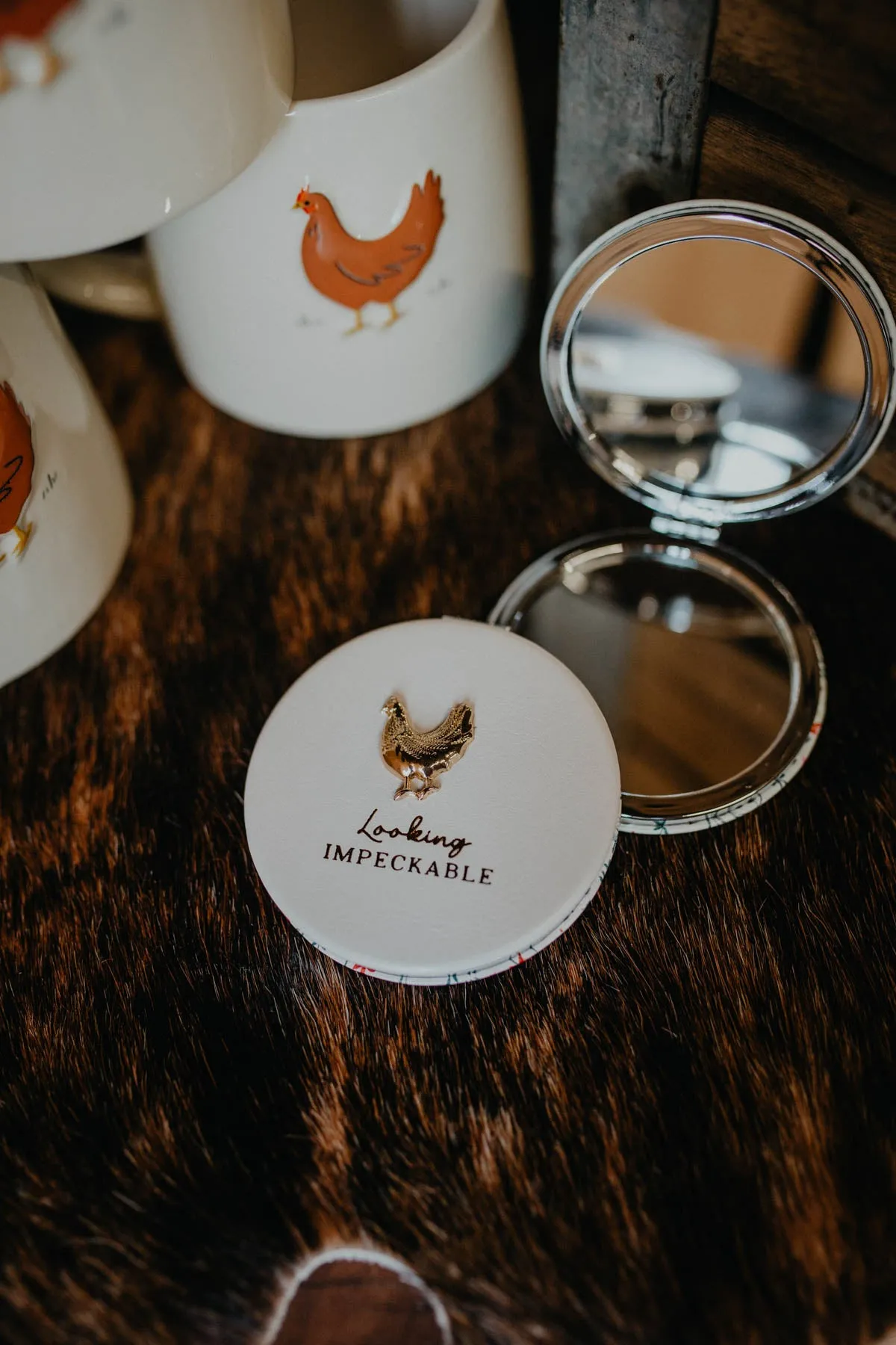 Chicken "Looking Impeckible" Compact Mirror