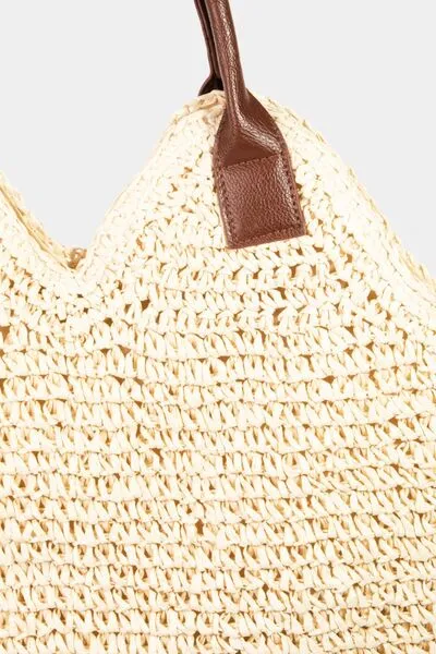 Fame Straw Braided Faux Leather Strap Shoulder Bag - 2 Colors