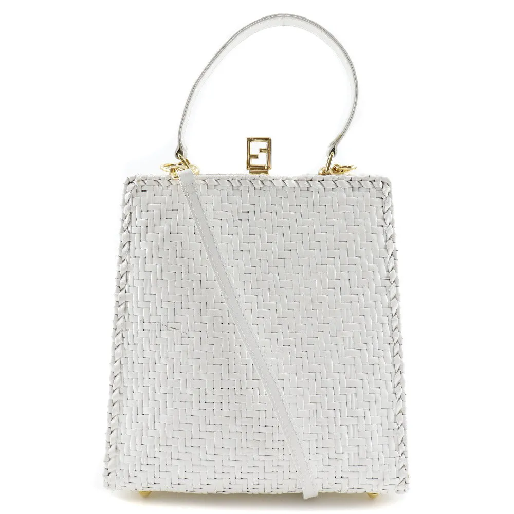 Fendi Leather Handbag White 2way