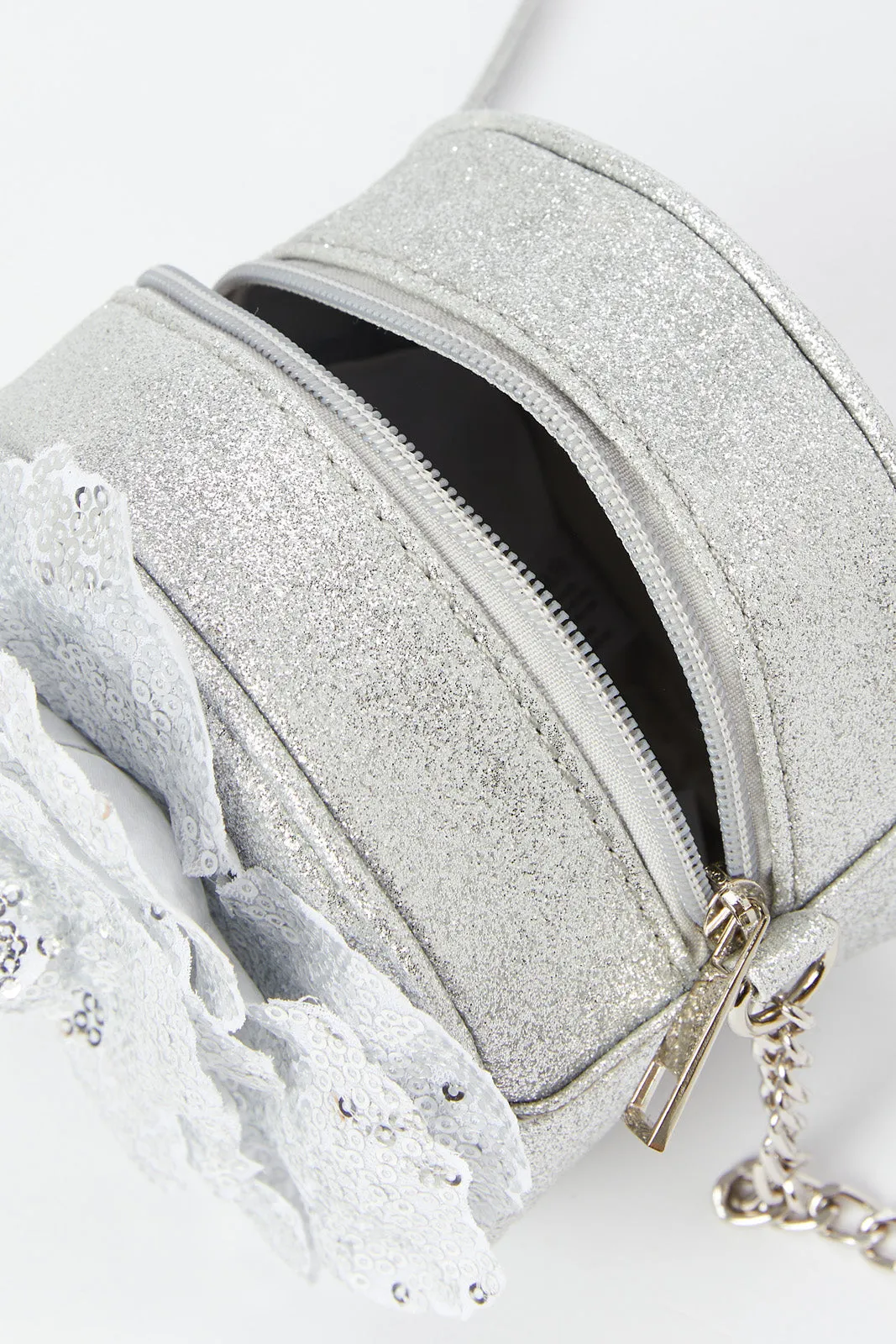 Girls Silver Embellished Cross Body Bag