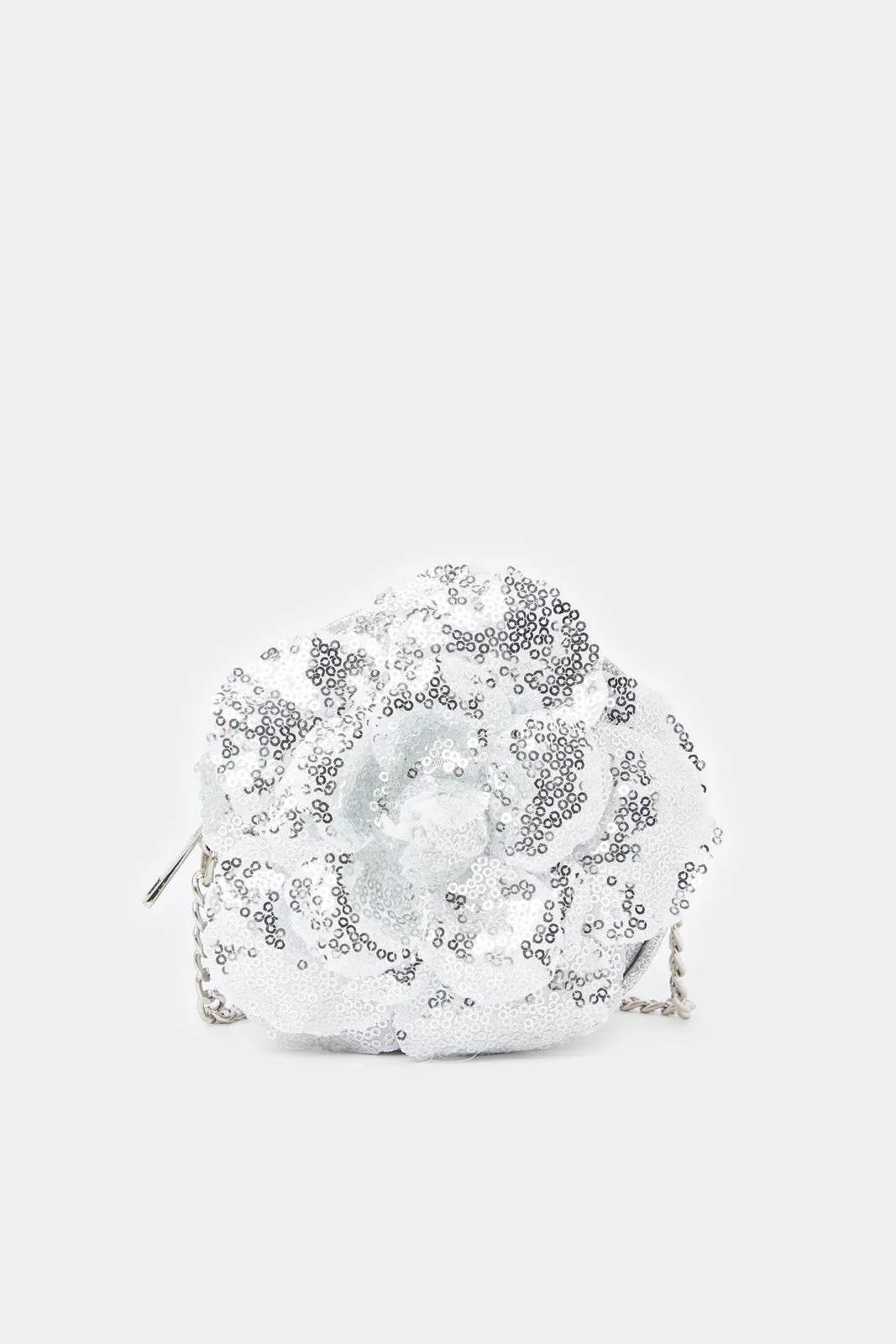 Girls Silver Embellished Cross Body Bag