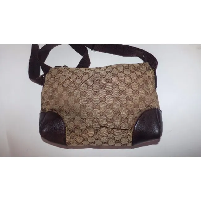 Gucci Guccissima Print Leathercanvas Cross Bodymessenger Purse Brown Gg Supreme Canvas Messenger Bag