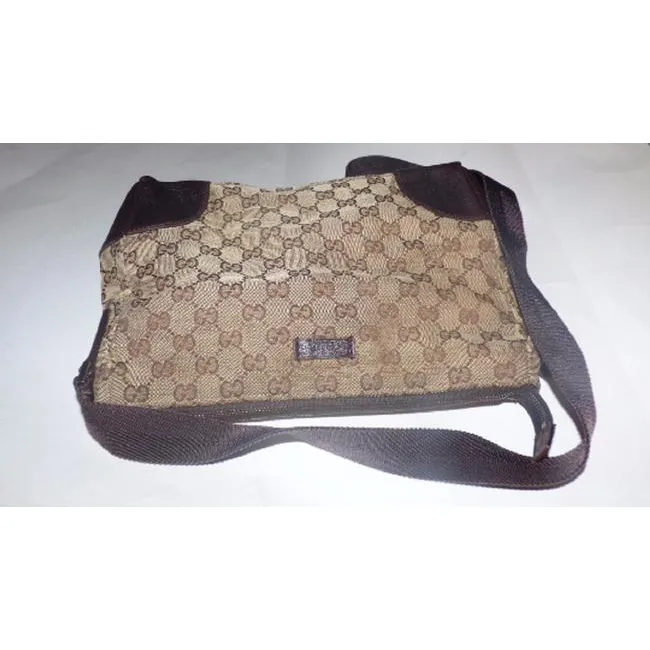 Gucci Guccissima Print Leathercanvas Cross Bodymessenger Purse Brown Gg Supreme Canvas Messenger Bag