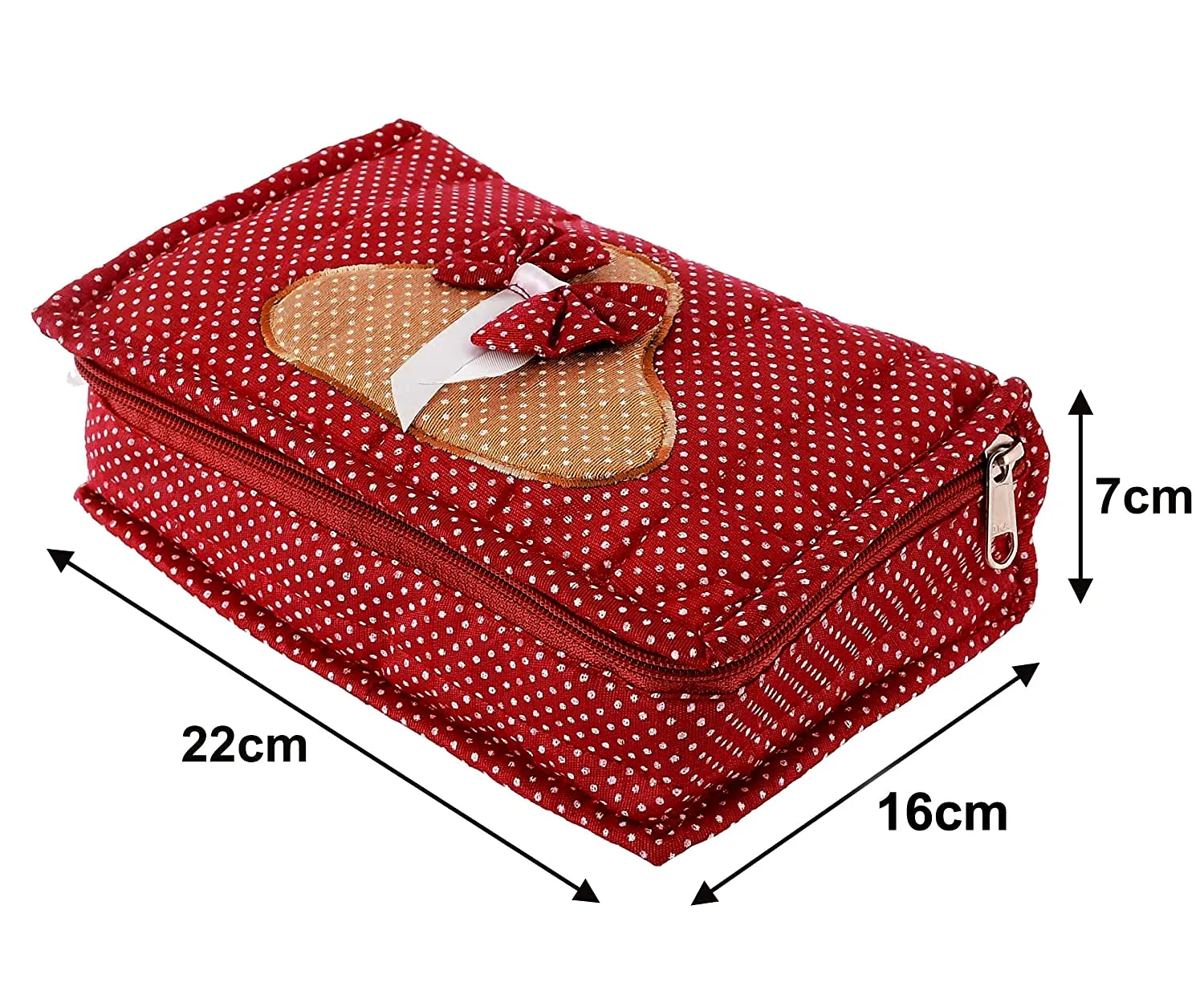 Kuber Industries Dot Printed Portable Jewellery Organizer With 6 Pockets (Maroon)-HS_38_KUBMART21230, Cotton
