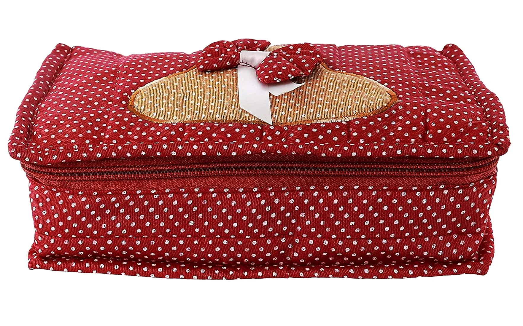 Kuber Industries Dot Printed Portable Jewellery Organizer With 6 Pockets (Maroon)-HS_38_KUBMART21230, Cotton