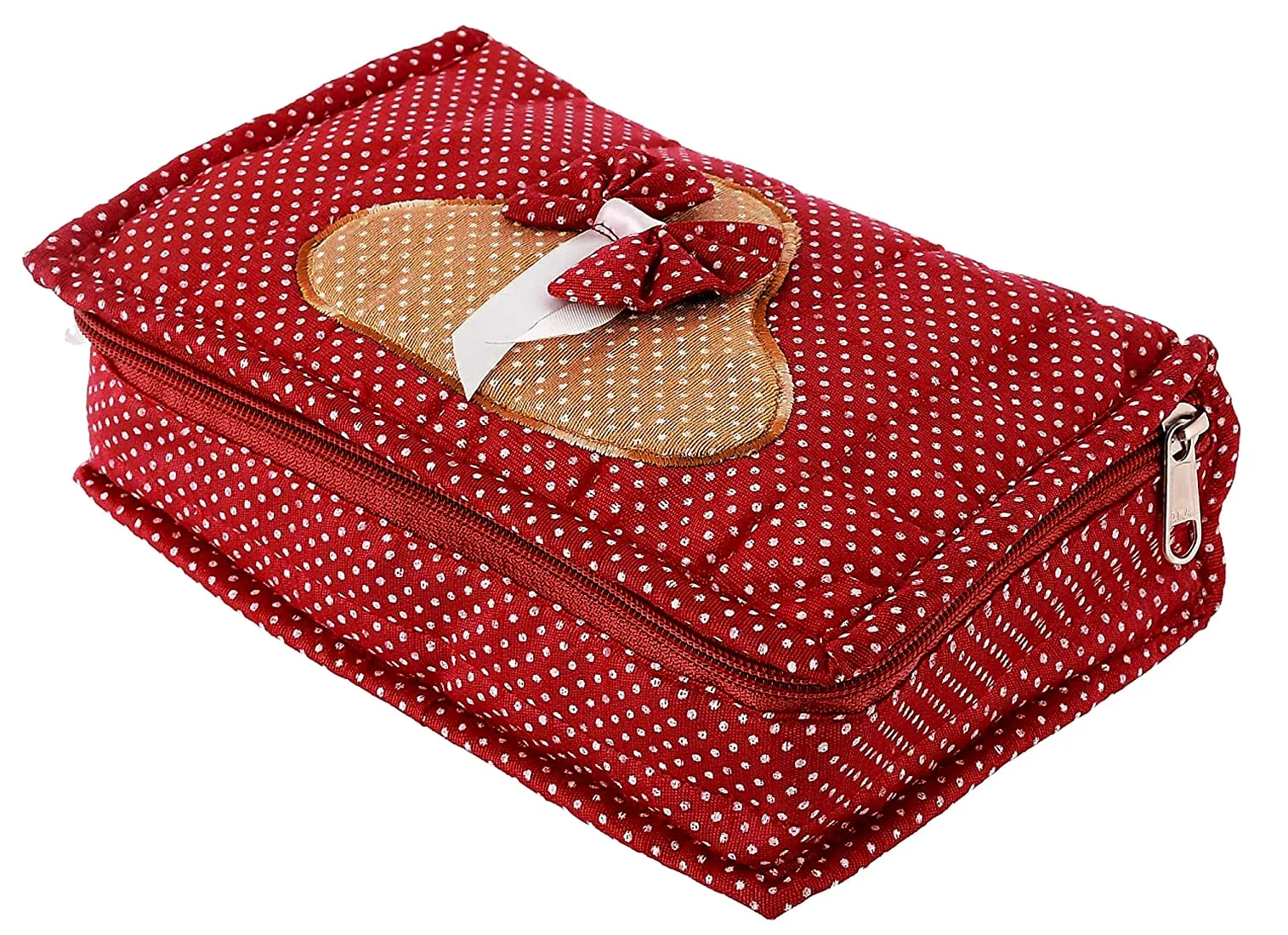 Kuber Industries Dot Printed Portable Jewellery Organizer With 6 Pockets (Maroon)-HS_38_KUBMART21230, Cotton