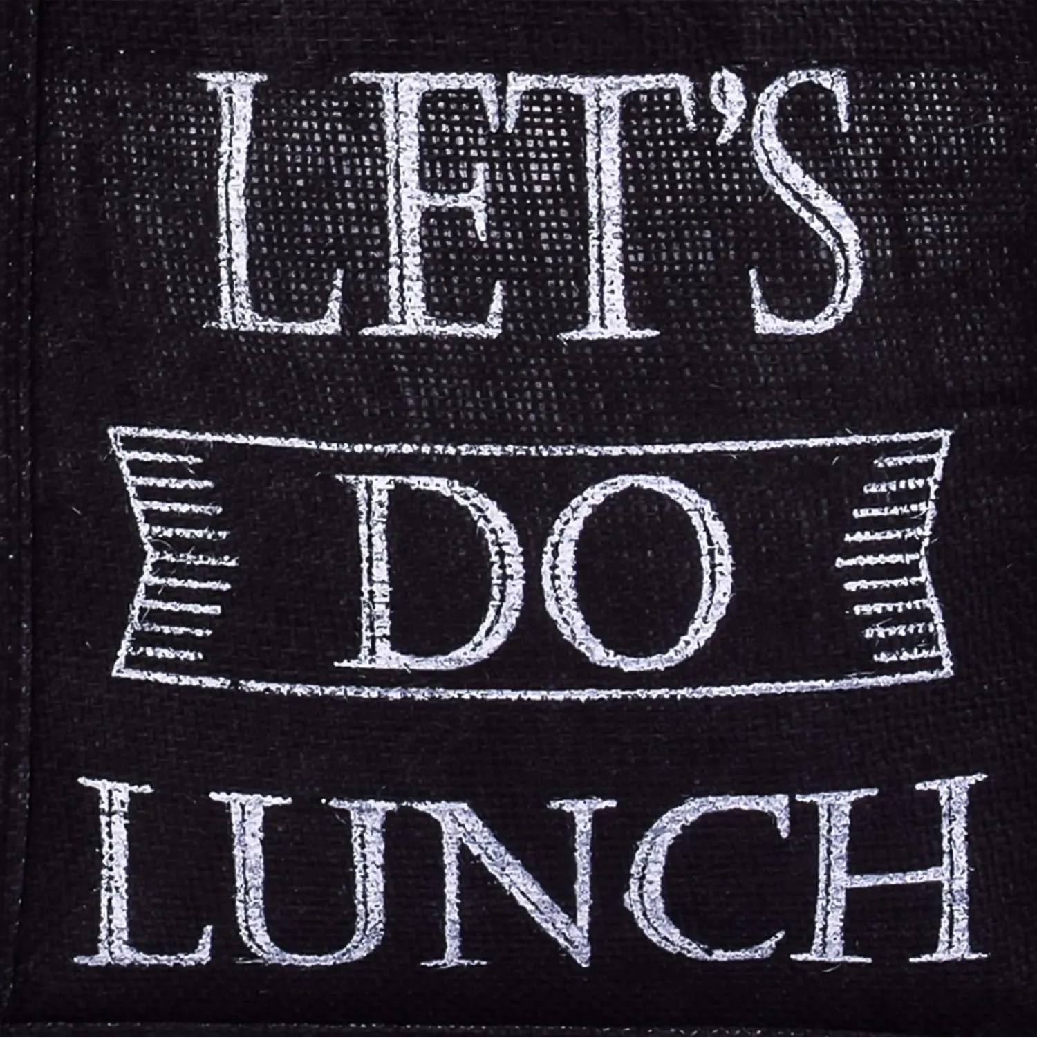 Kuber Industries Lunch Bag | Jute Carry Bag | Lunch Handbag | Lunch Bags for Office | Reusable Lunch Bag with Handle | Tiffin Carry Hand Bag | Lets Do Lunch-Print Lunch Bag | Small | Black