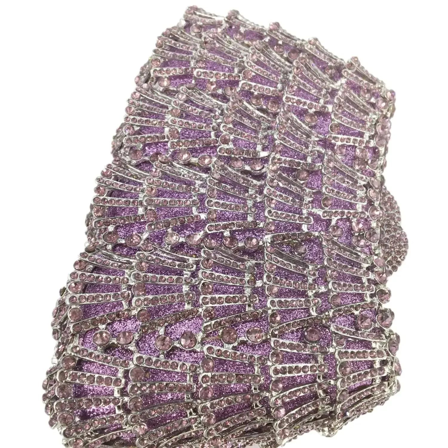 Light Purple Crystal Clutch Evening Bag Party Purse