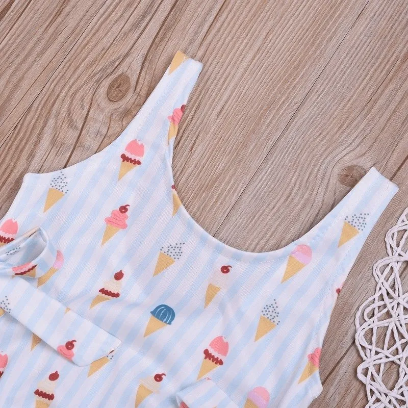 Little Girl's Summer Ice Cream Pattern Swimwear