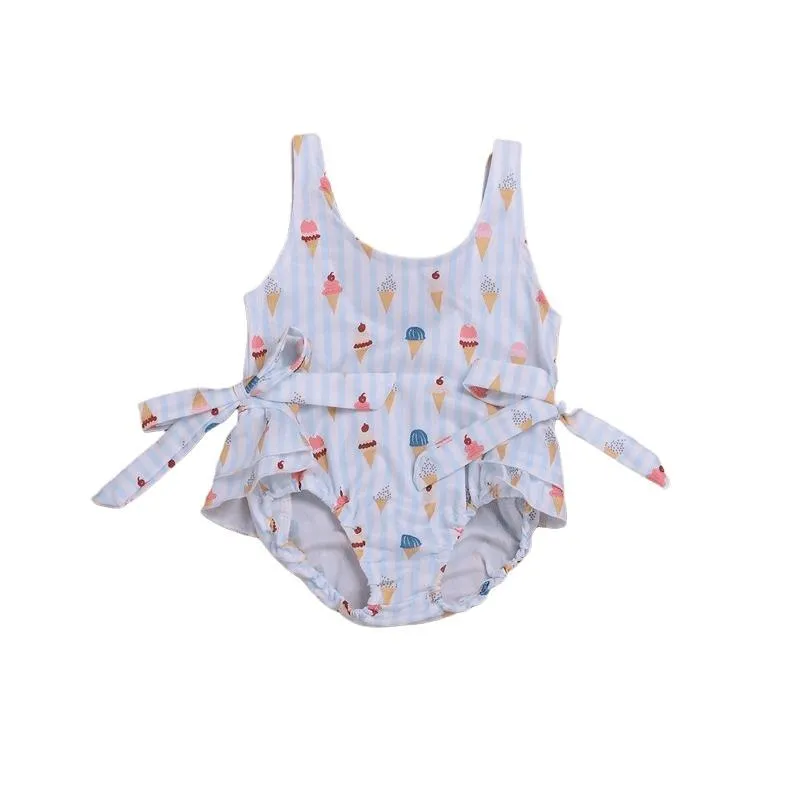 Little Girl's Summer Ice Cream Pattern Swimwear