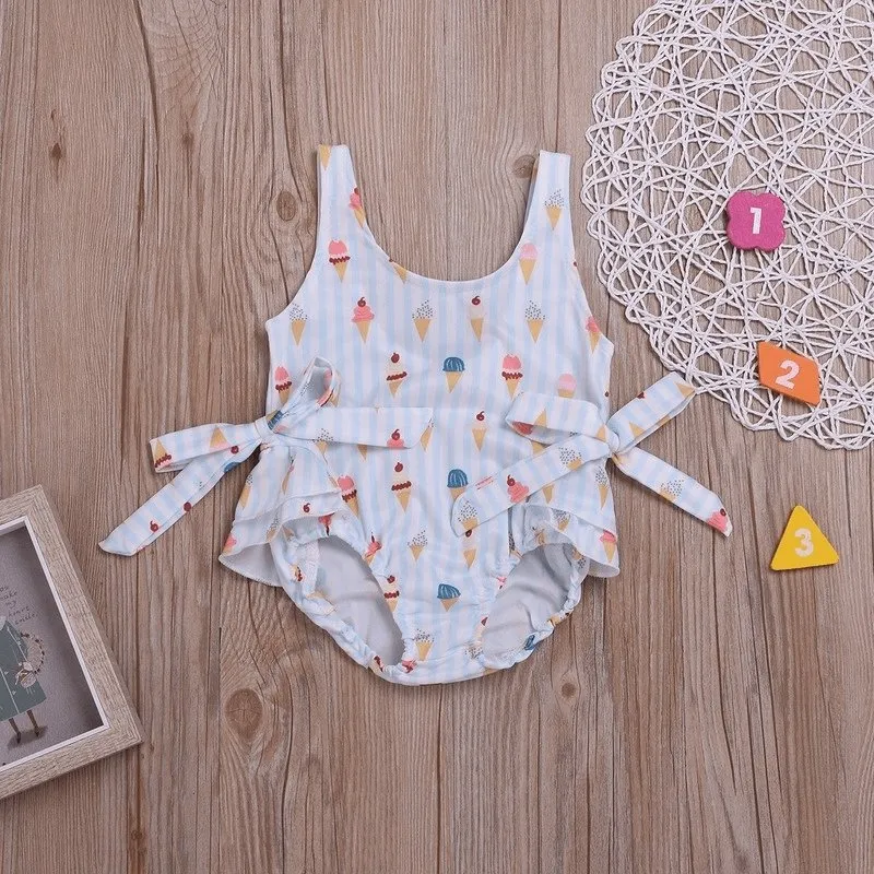 Little Girl's Summer Ice Cream Pattern Swimwear