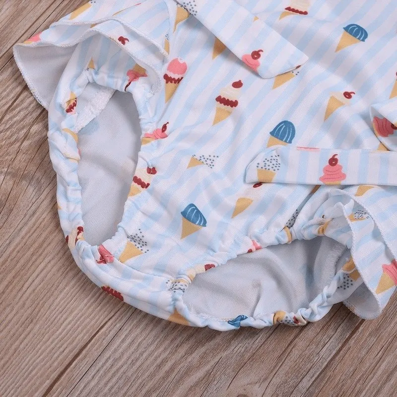 Little Girl's Summer Ice Cream Pattern Swimwear